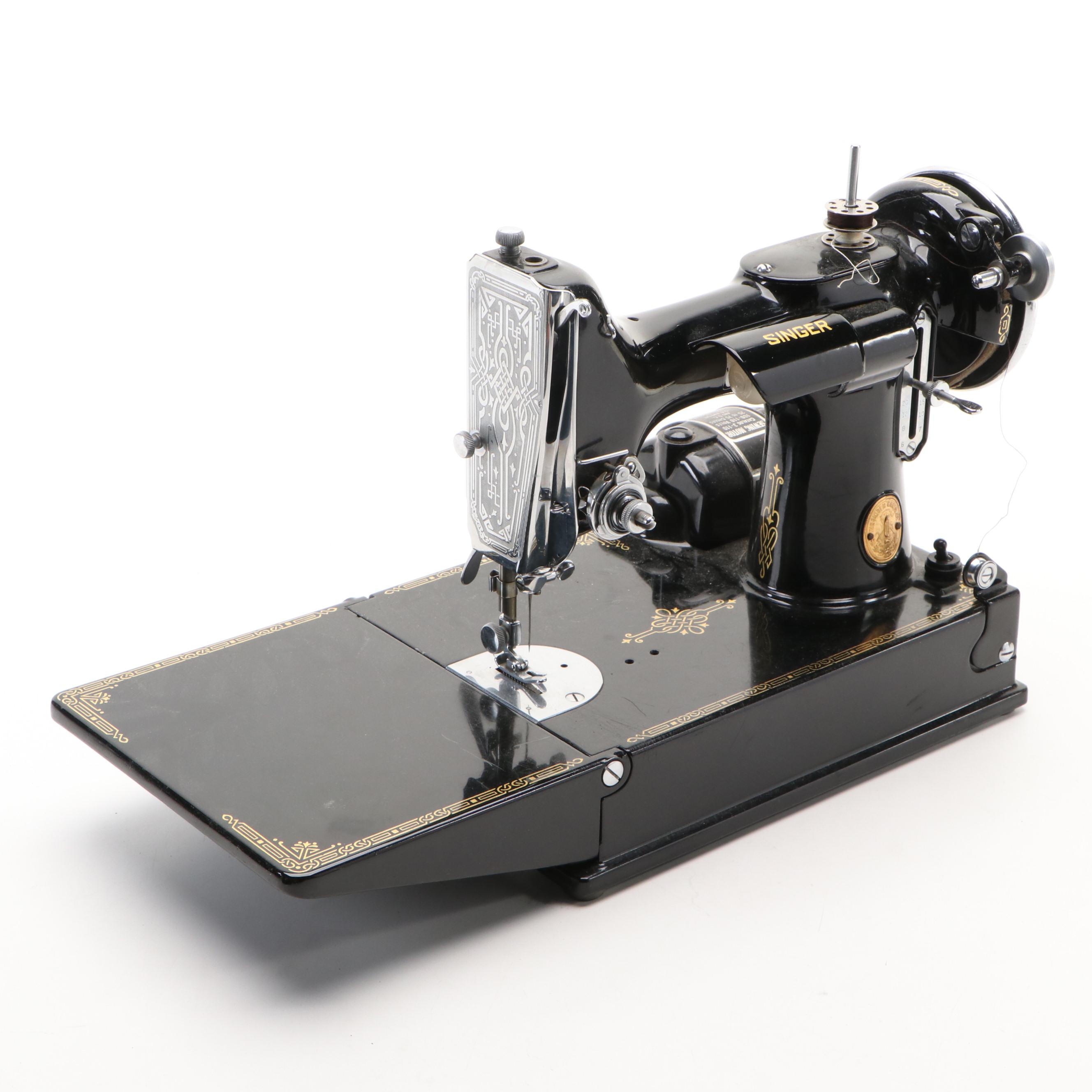 Singer Model 221 Featherweight Portable Sewing Machine with Case, 1936