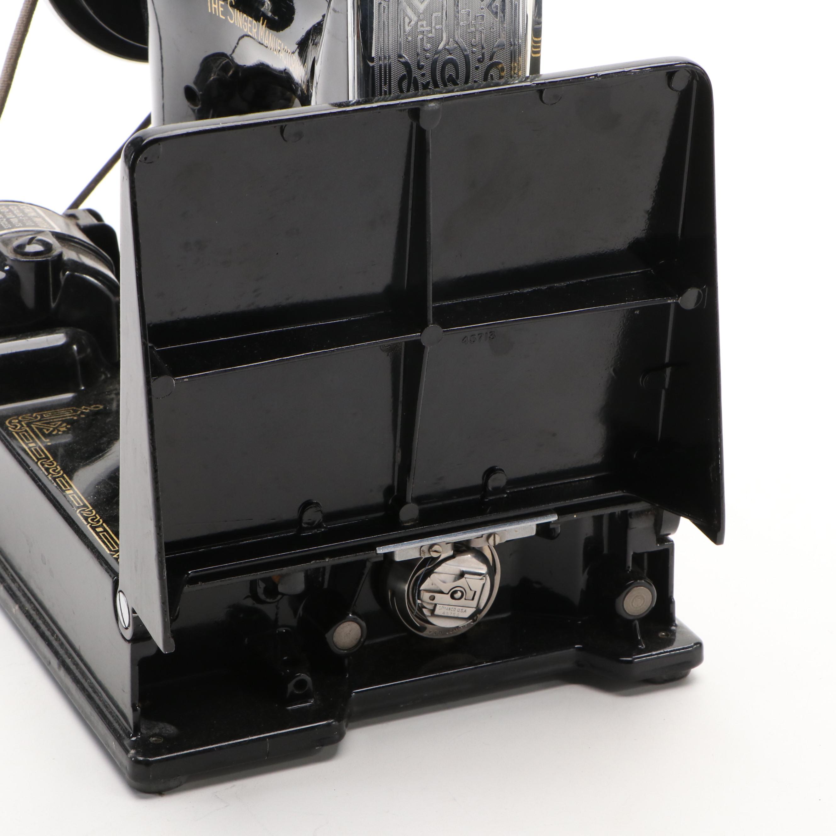 Singer Model 221 Featherweight Portable Sewing Machine with Case, 1936