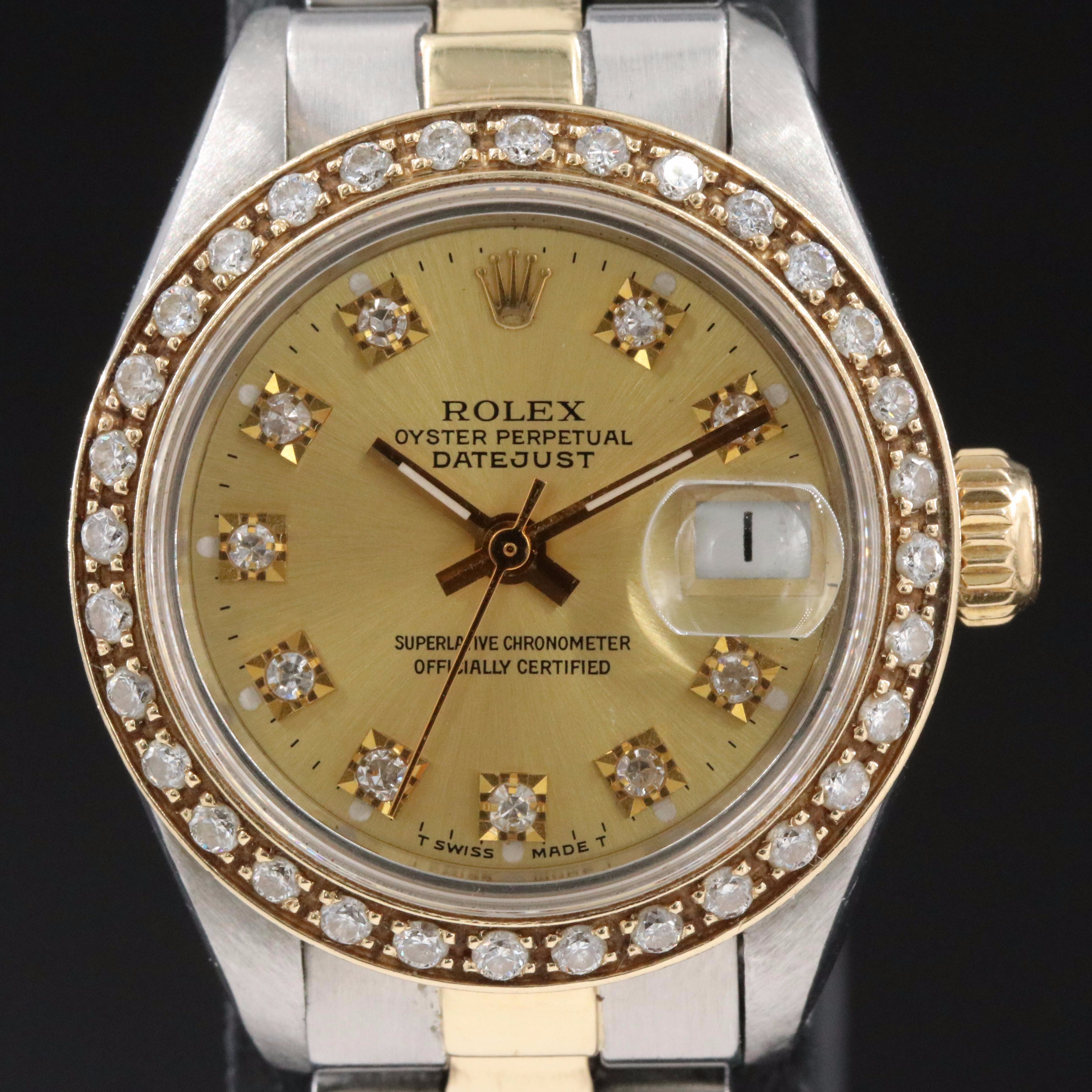 Rolex Datejust 6917 Custom Diamond Dial & Bezel 26mm 18K & Steel Watch