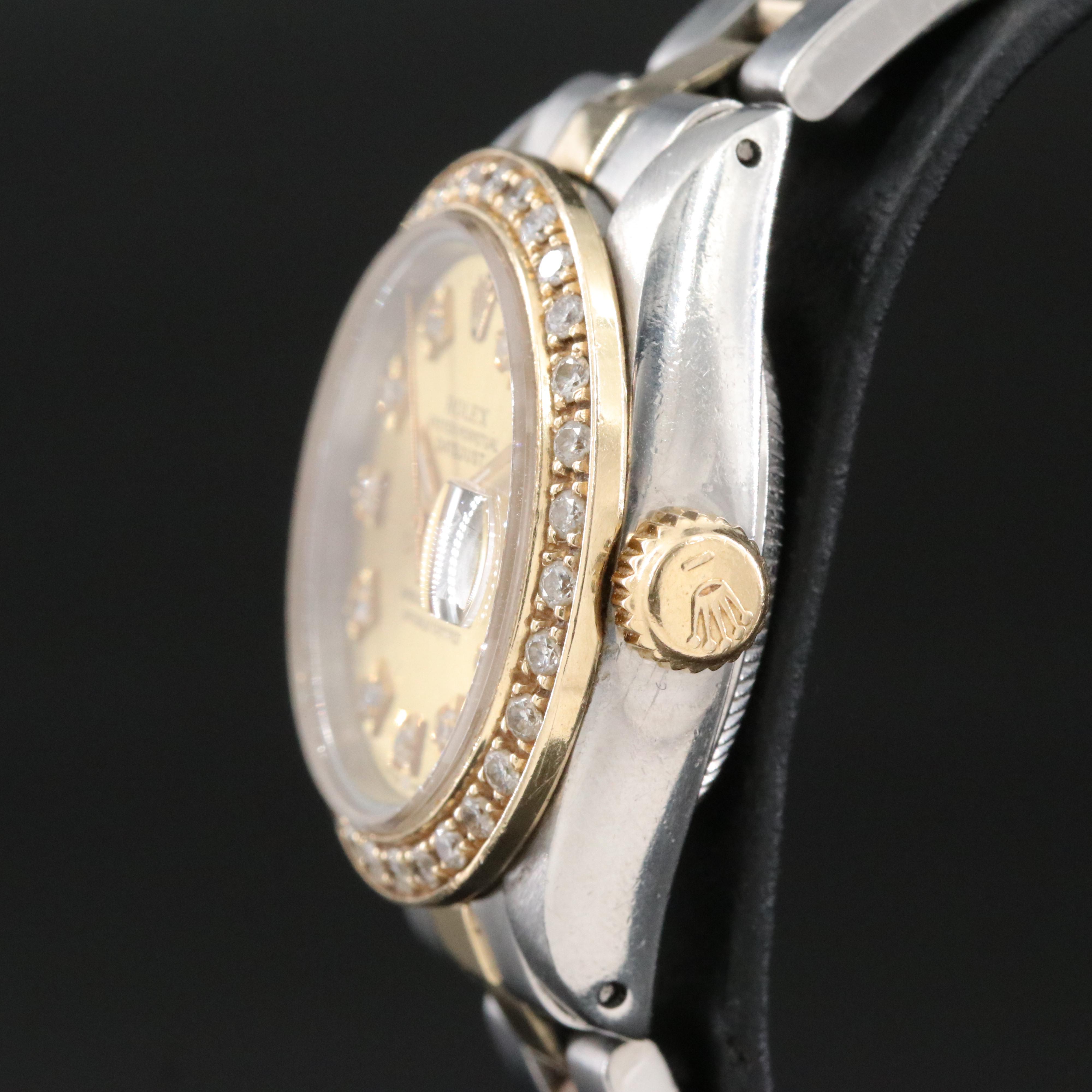 Rolex Datejust 6917 Custom Diamond Dial & Bezel 26mm 18K & Steel Watch
