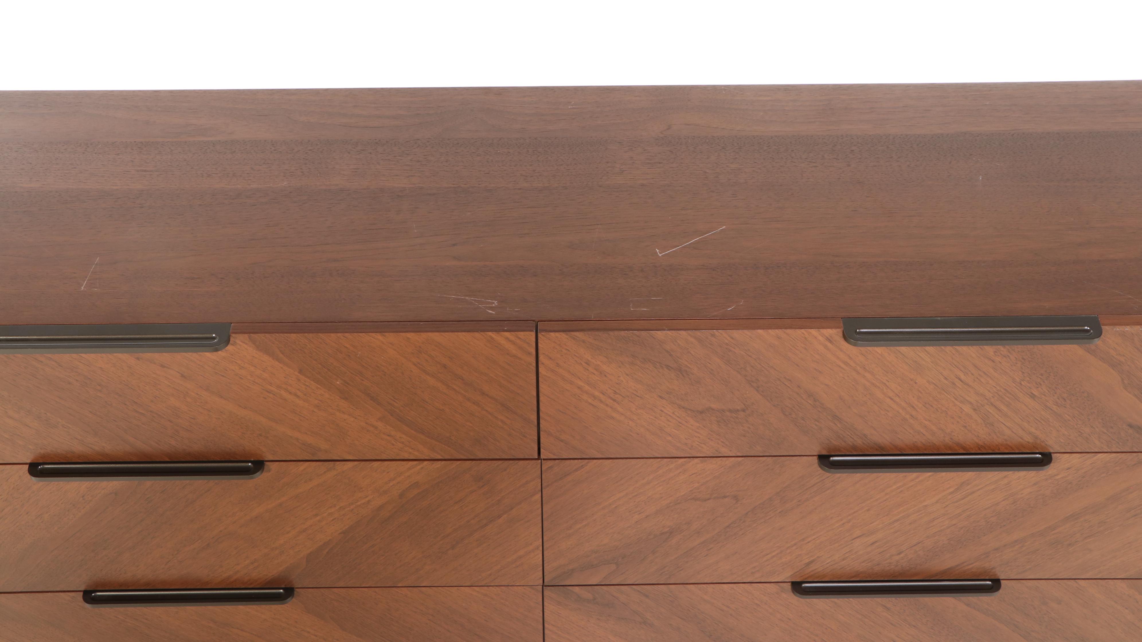 Article Mid Century Modern Style Walnut Six-Drawer Chest