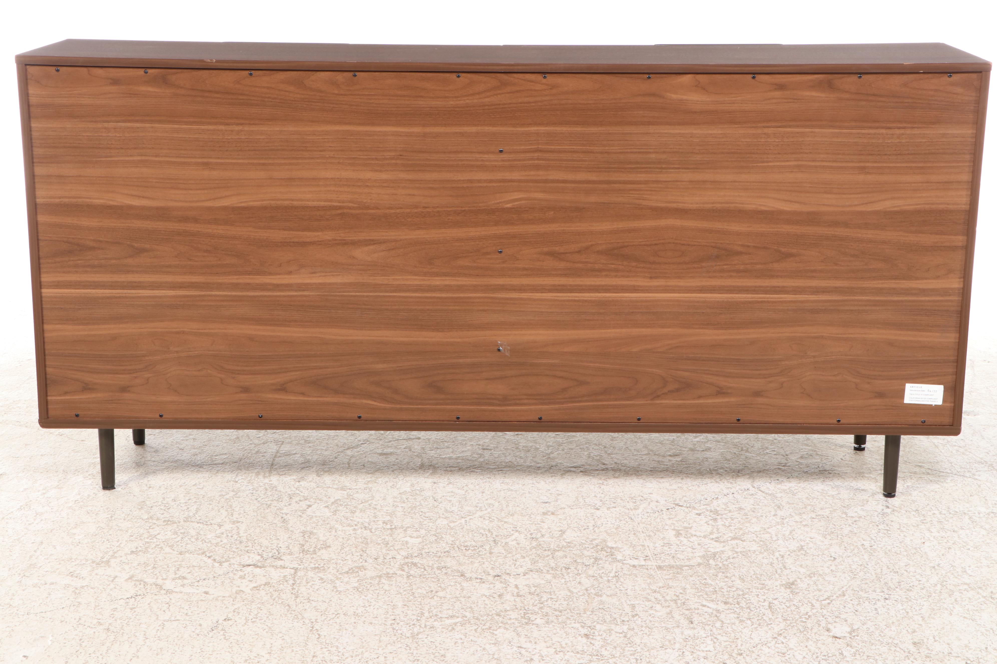 Article Mid Century Modern Style Walnut Six-Drawer Chest