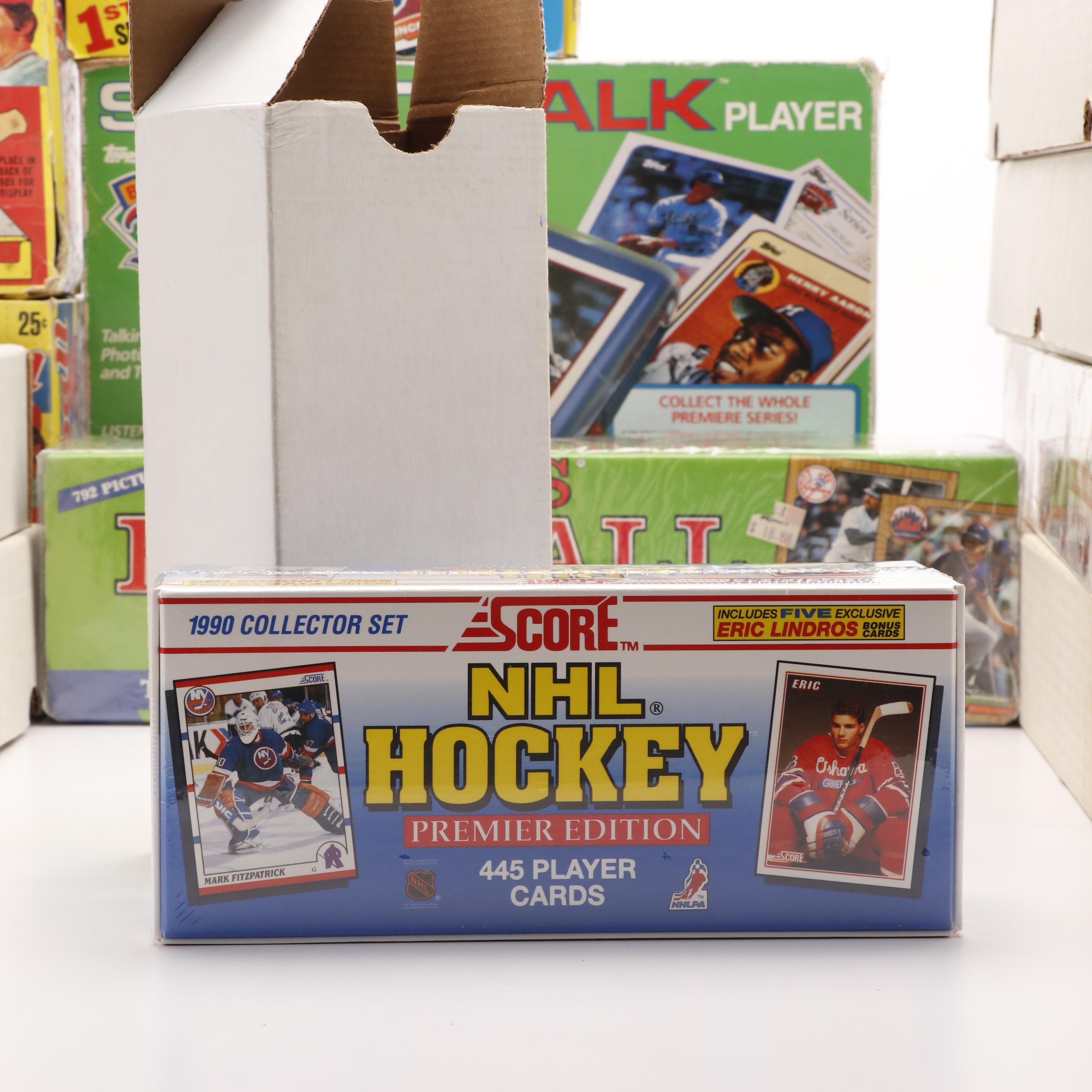 Large Group of Baseball, Football, and Hockey Card Year Sets