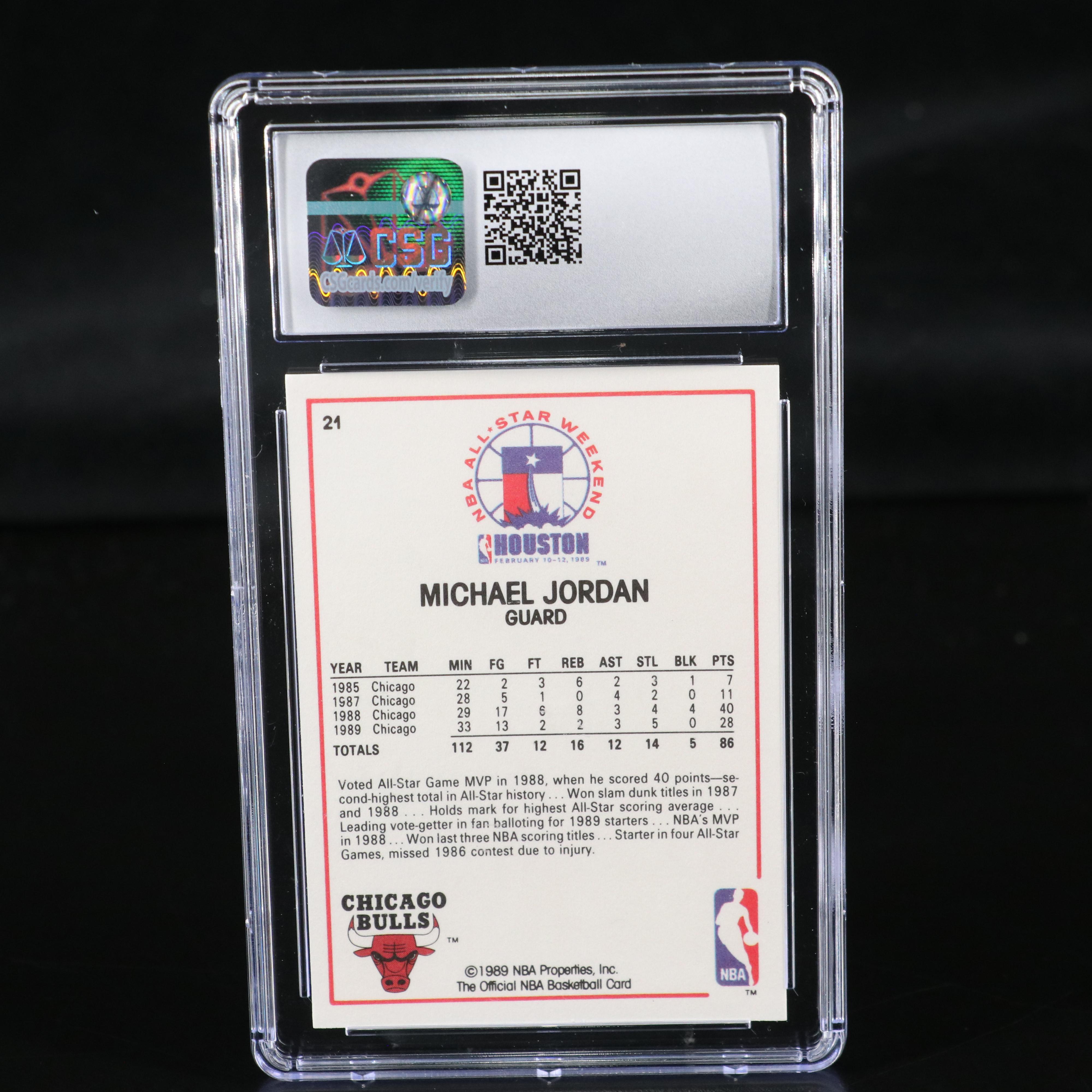 1989-90 NBA Hoops Michael Jordan Chicago Bulls All-Star Card Graded CSG 9