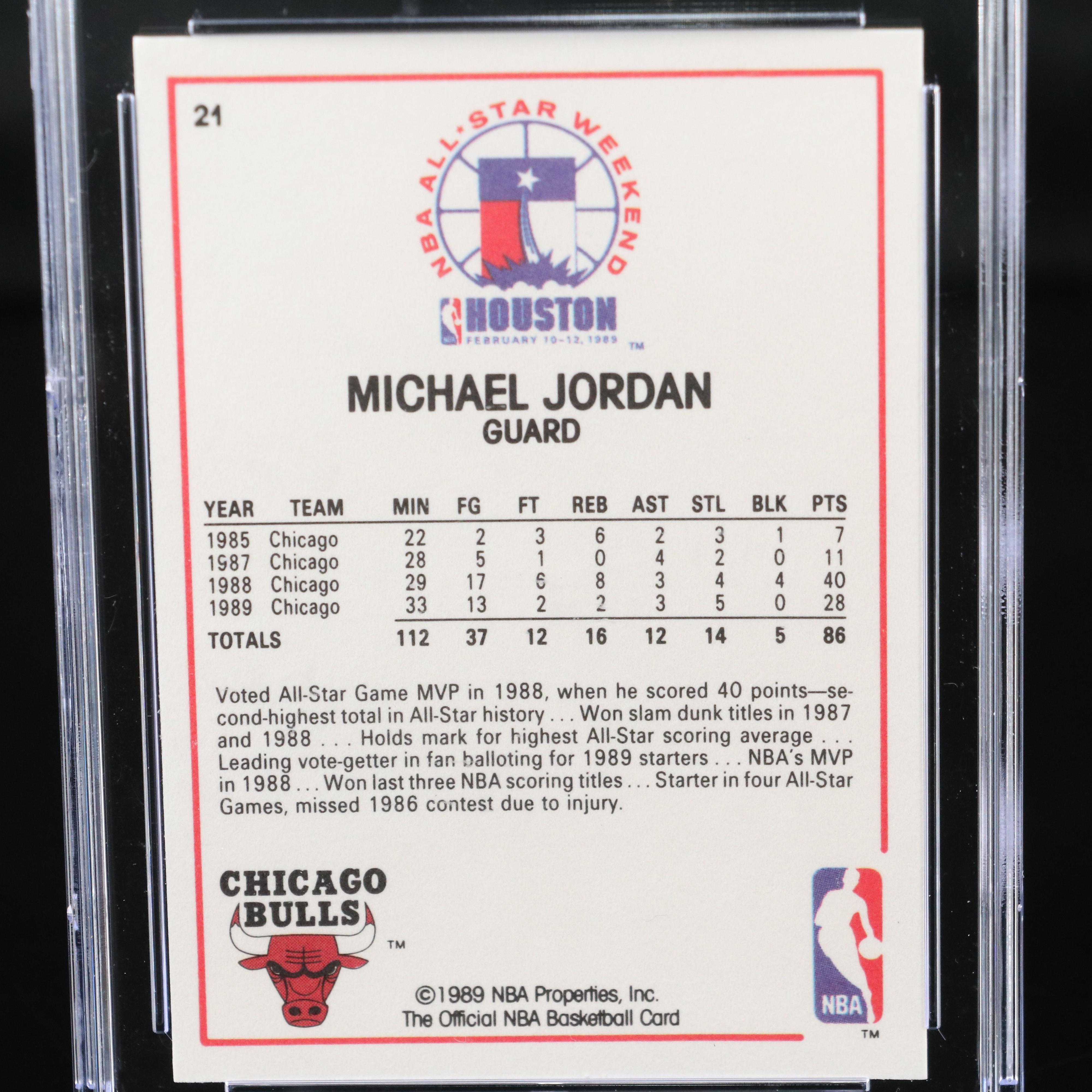 1989-90 NBA Hoops Michael Jordan Chicago Bulls All-Star Card Graded CSG 9
