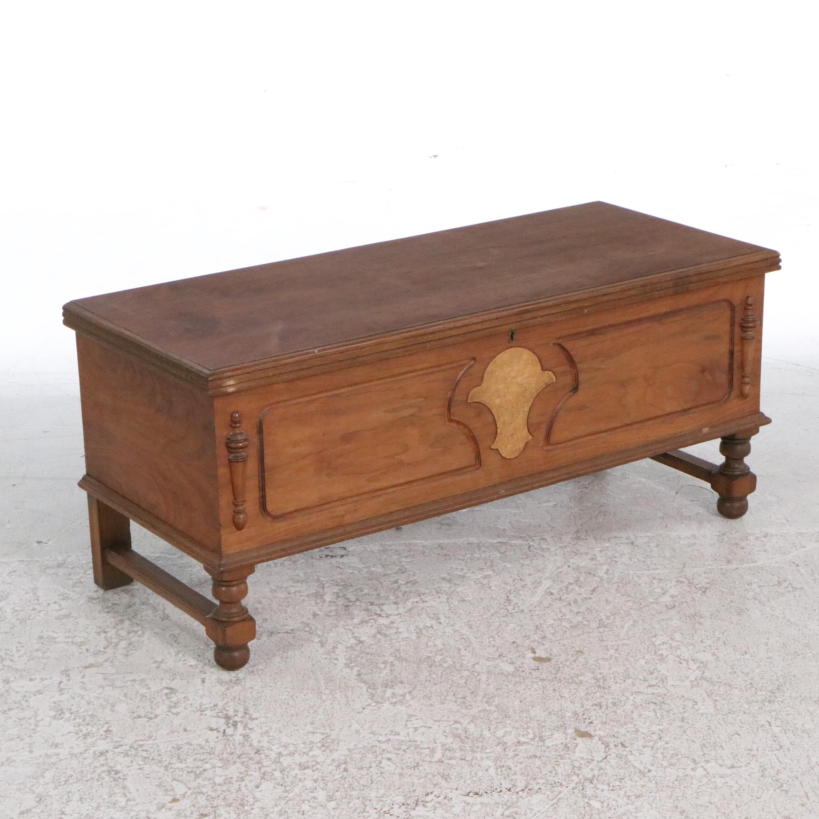 Jacobean Style Wooden Cedar Chest, Mid to Late 20th Century