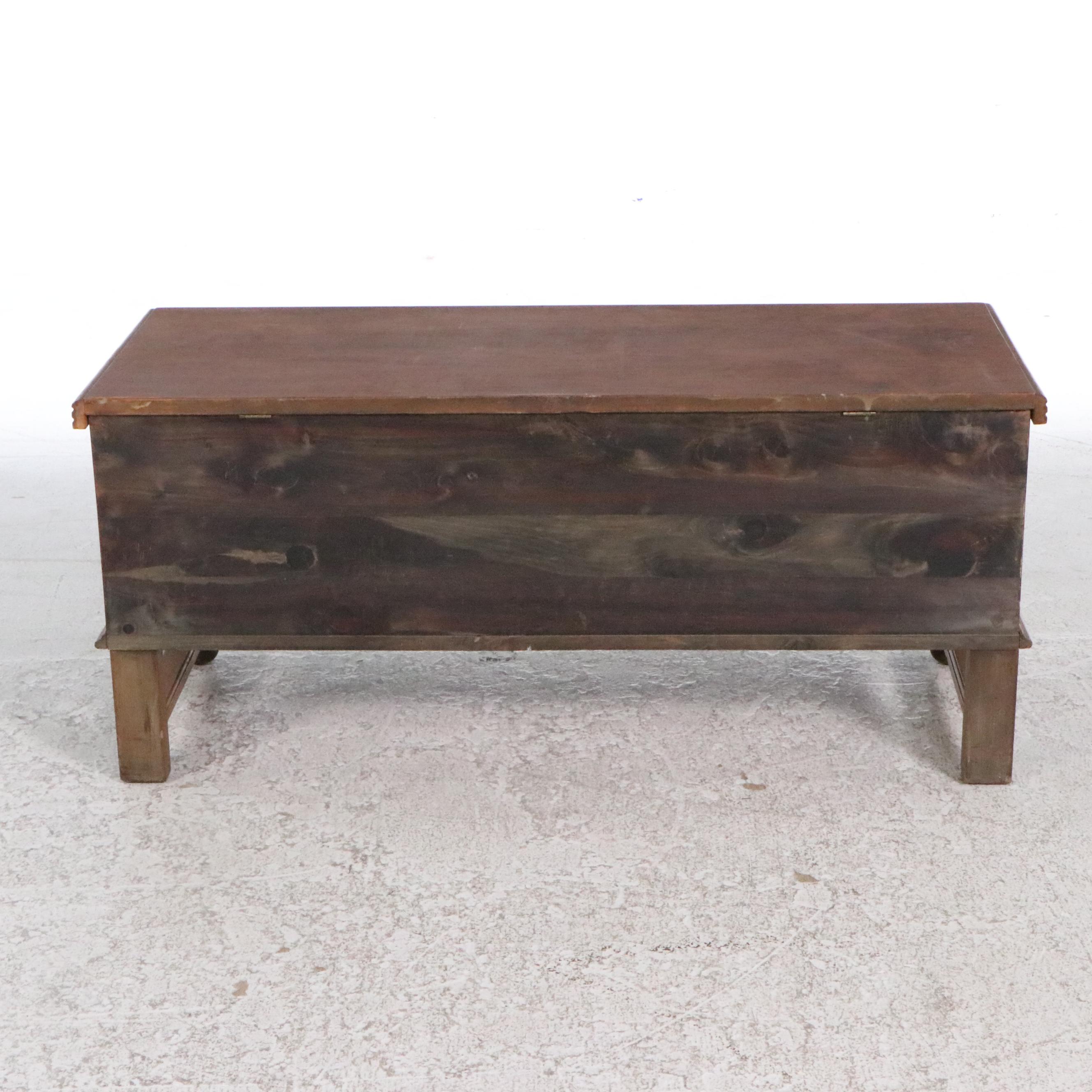 Jacobean Style Wooden Cedar Chest, Mid to Late 20th Century