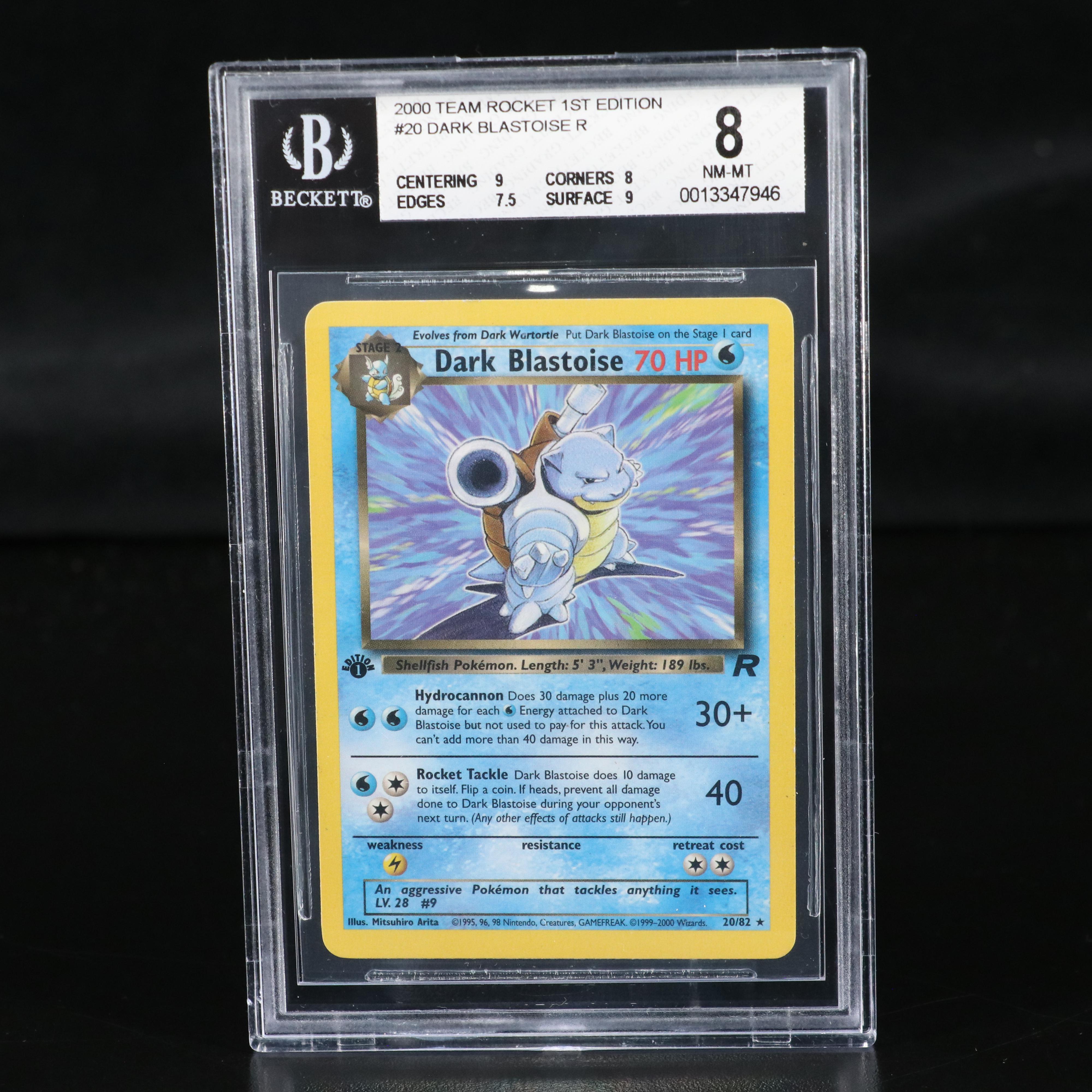 Team Rocket Dark Blastoise 1st Edition Pokémon Card Graded BGS 8