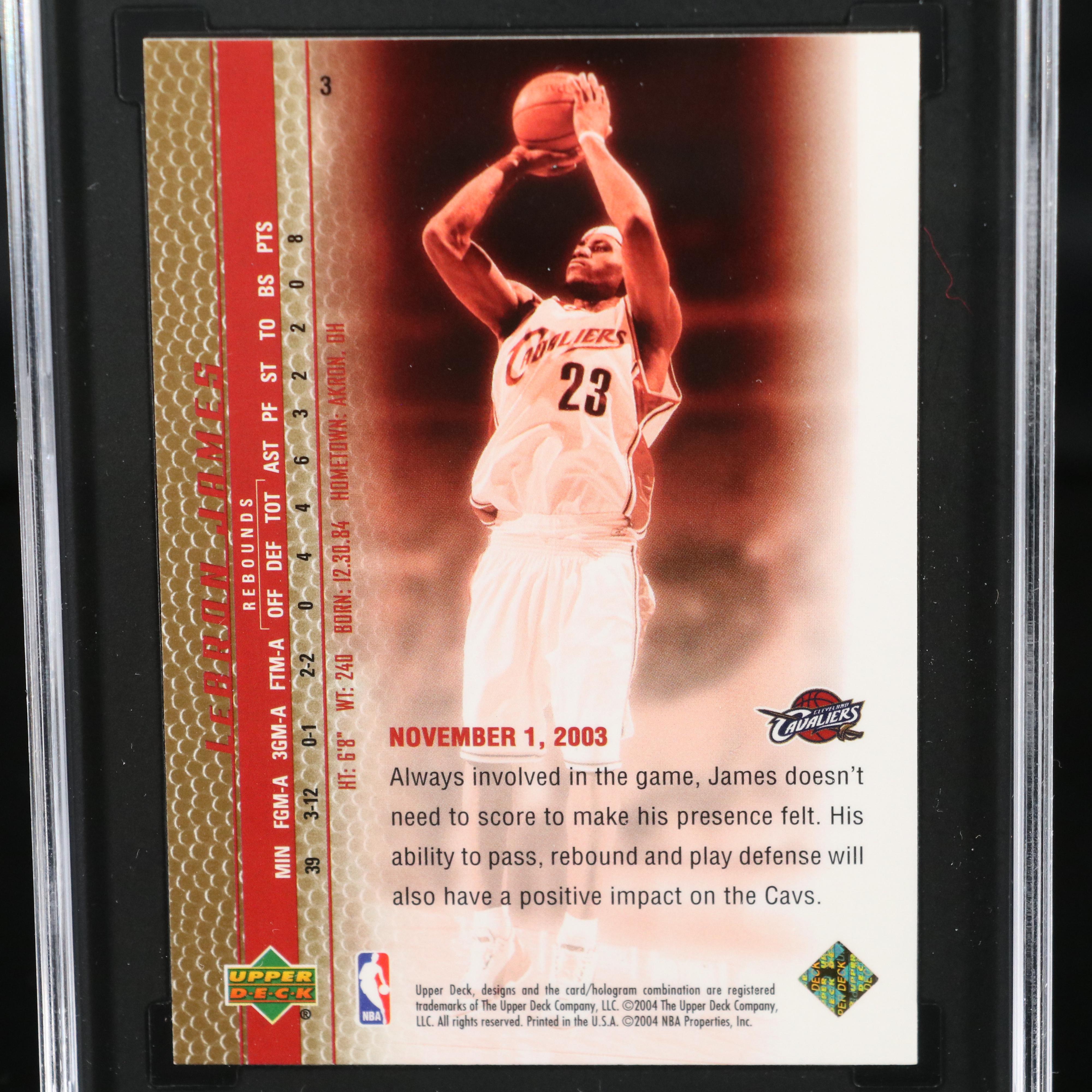 2003-04 Upper Deck LeBron James Phenomenal Beginning Card Graded SGC 10