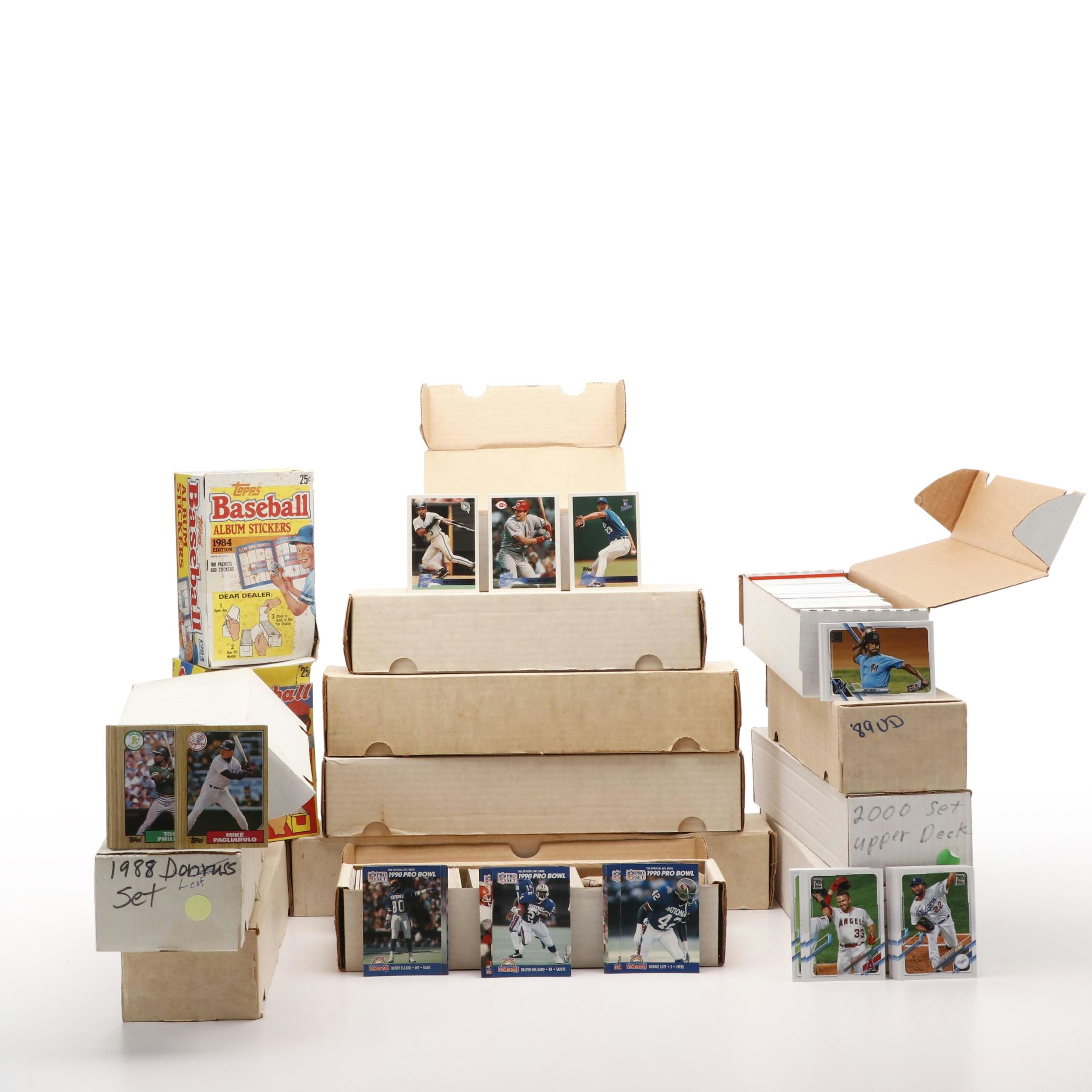 Large Group of Baseball and Football Card Year Sets, Topps, Fleer, and More