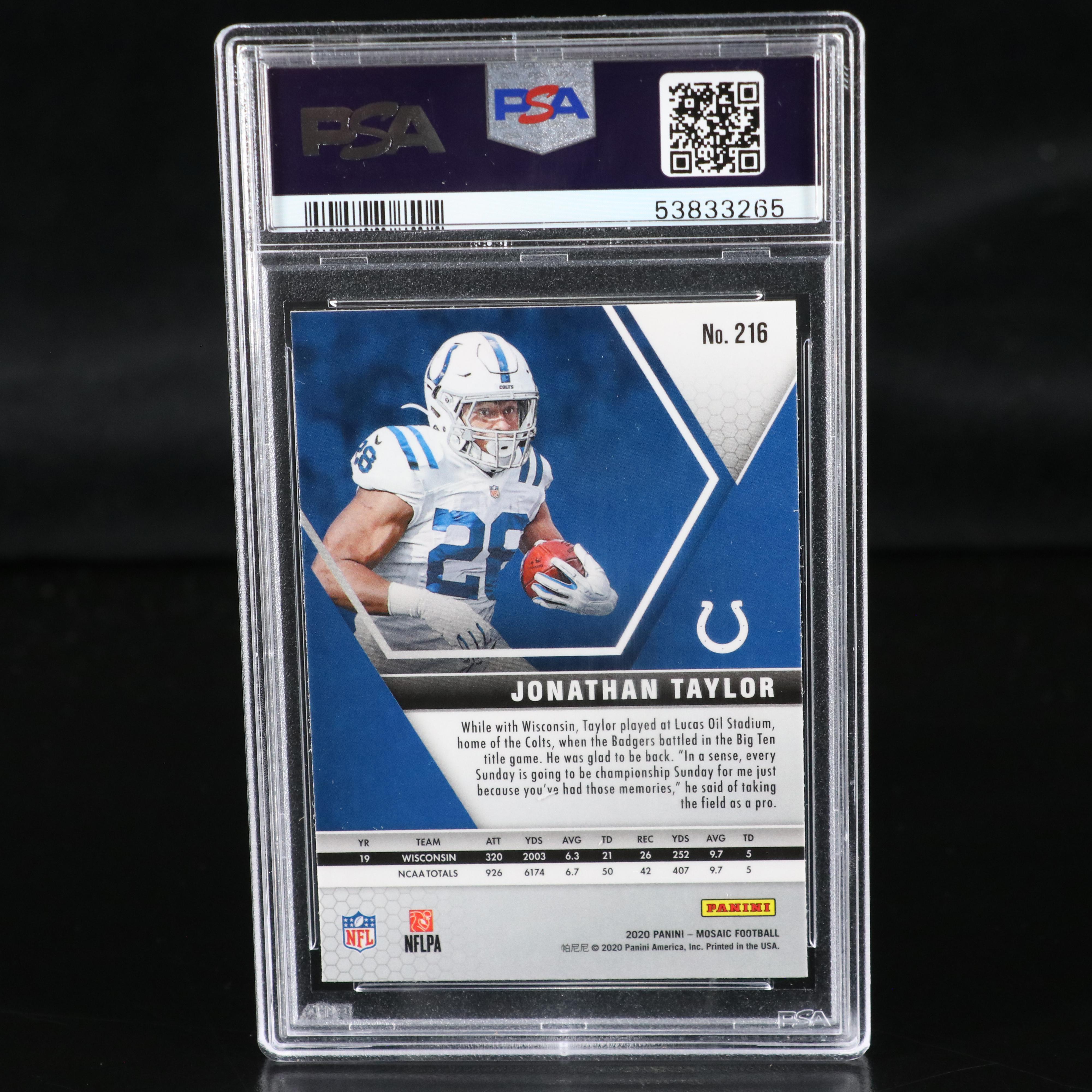 2020 Mosaic Jonathan Taylor Indianapolis Colts Rookie Card Graded PSA 10