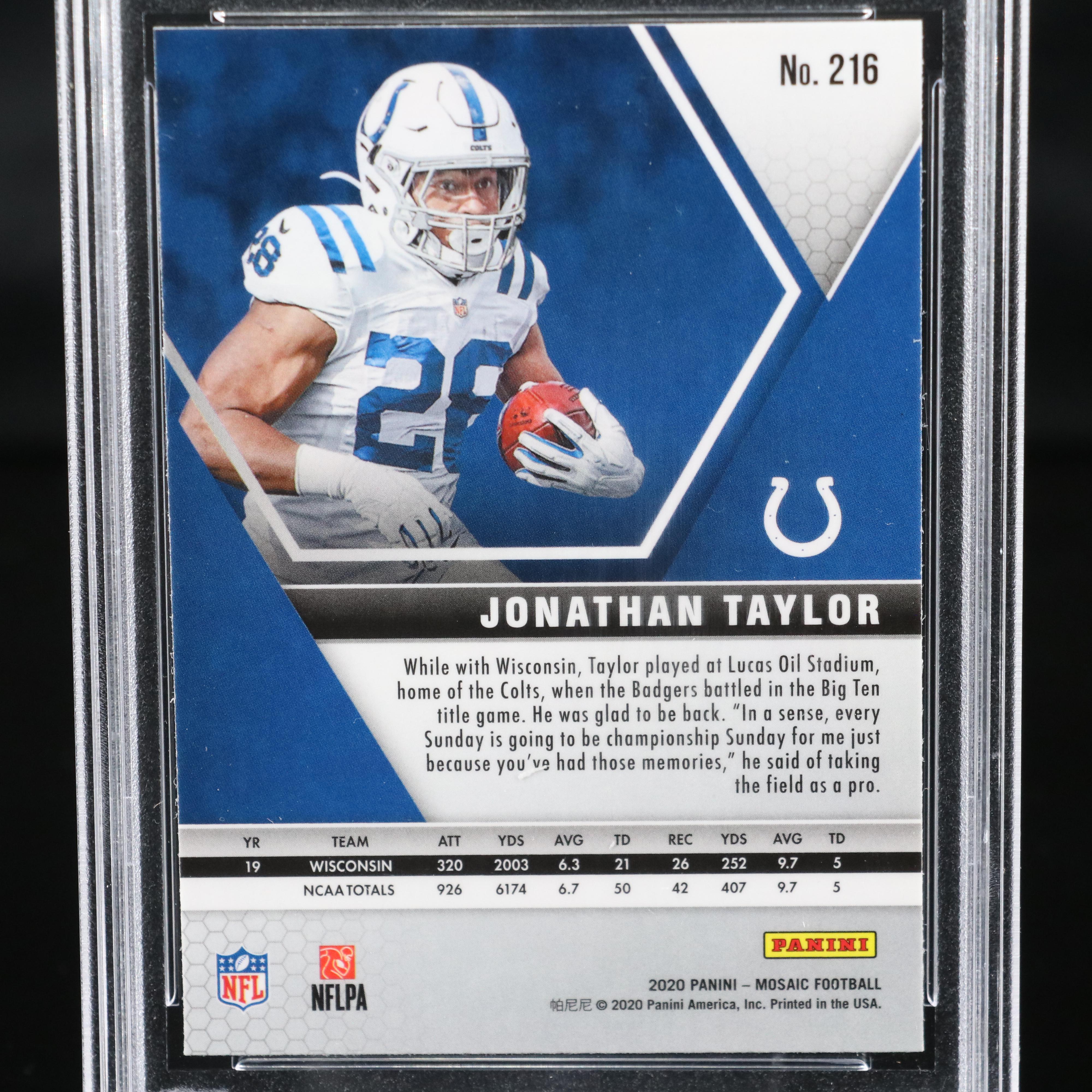 2020 Mosaic Jonathan Taylor Indianapolis Colts Rookie Card Graded PSA 10