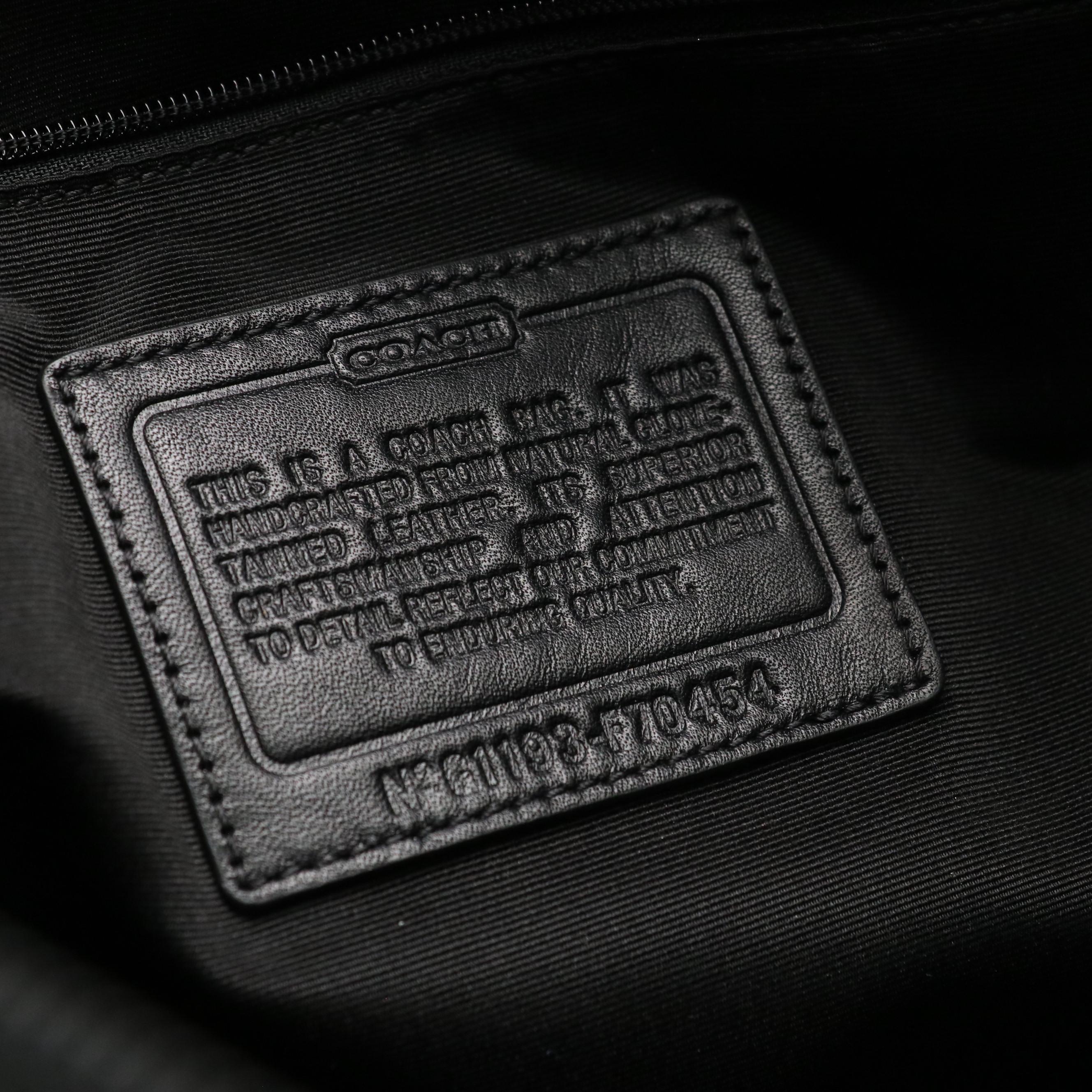 Coach Two Way Briefcase in Black Logo Embossed Leather