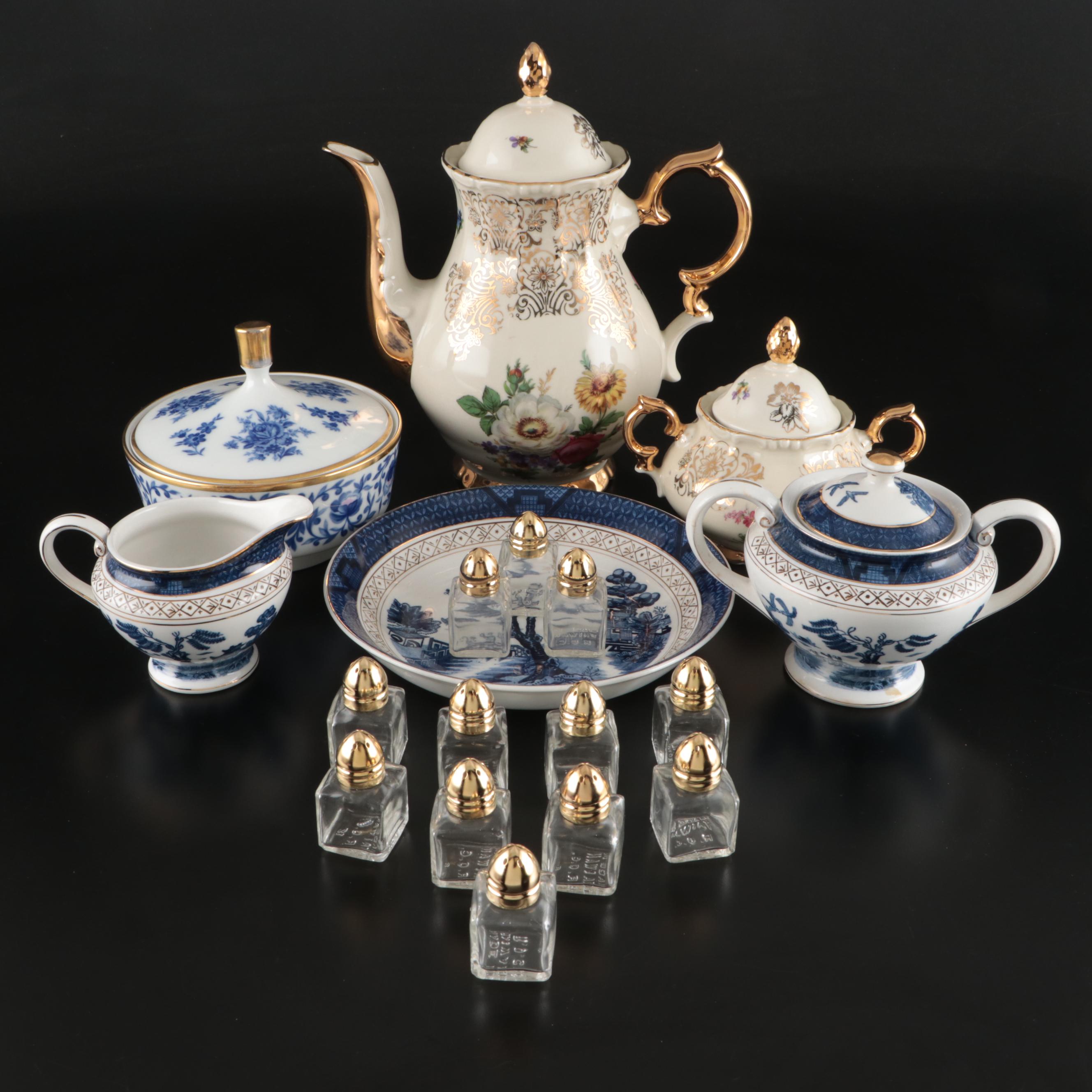 Nikko "Blue Willow" with German Tea Set and Other Tableware