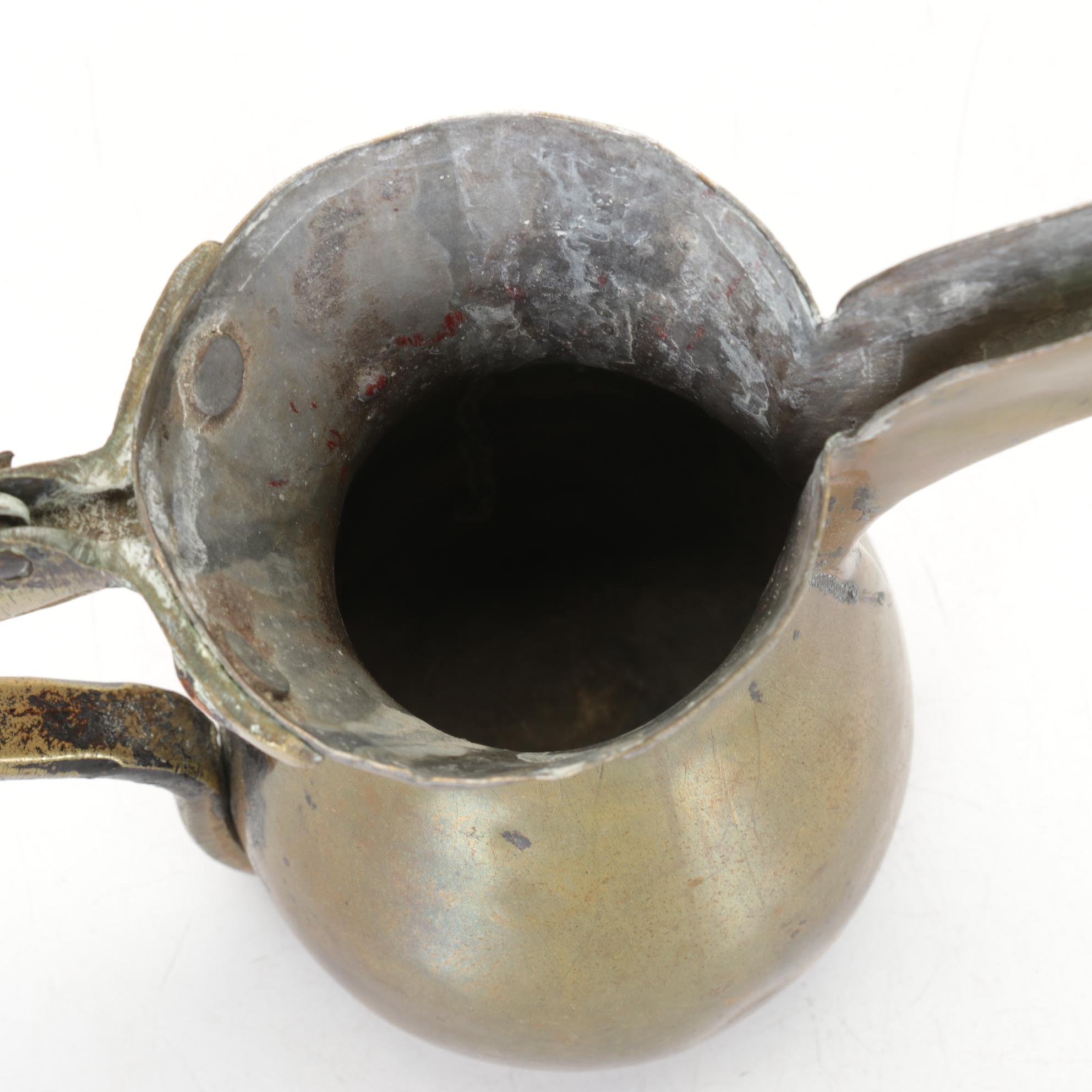 Middle-Eastern Brass Dallah, Ewer & Repousse Plate