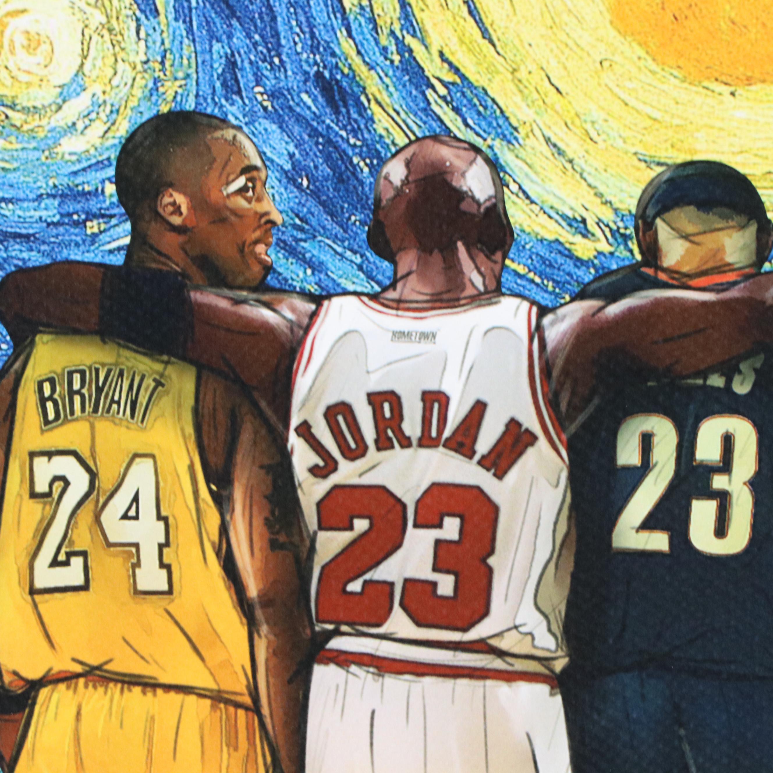 Death NYC Pop Art Graphic Print of Bryant, Jordan & LeBron x Starry Night, 2022