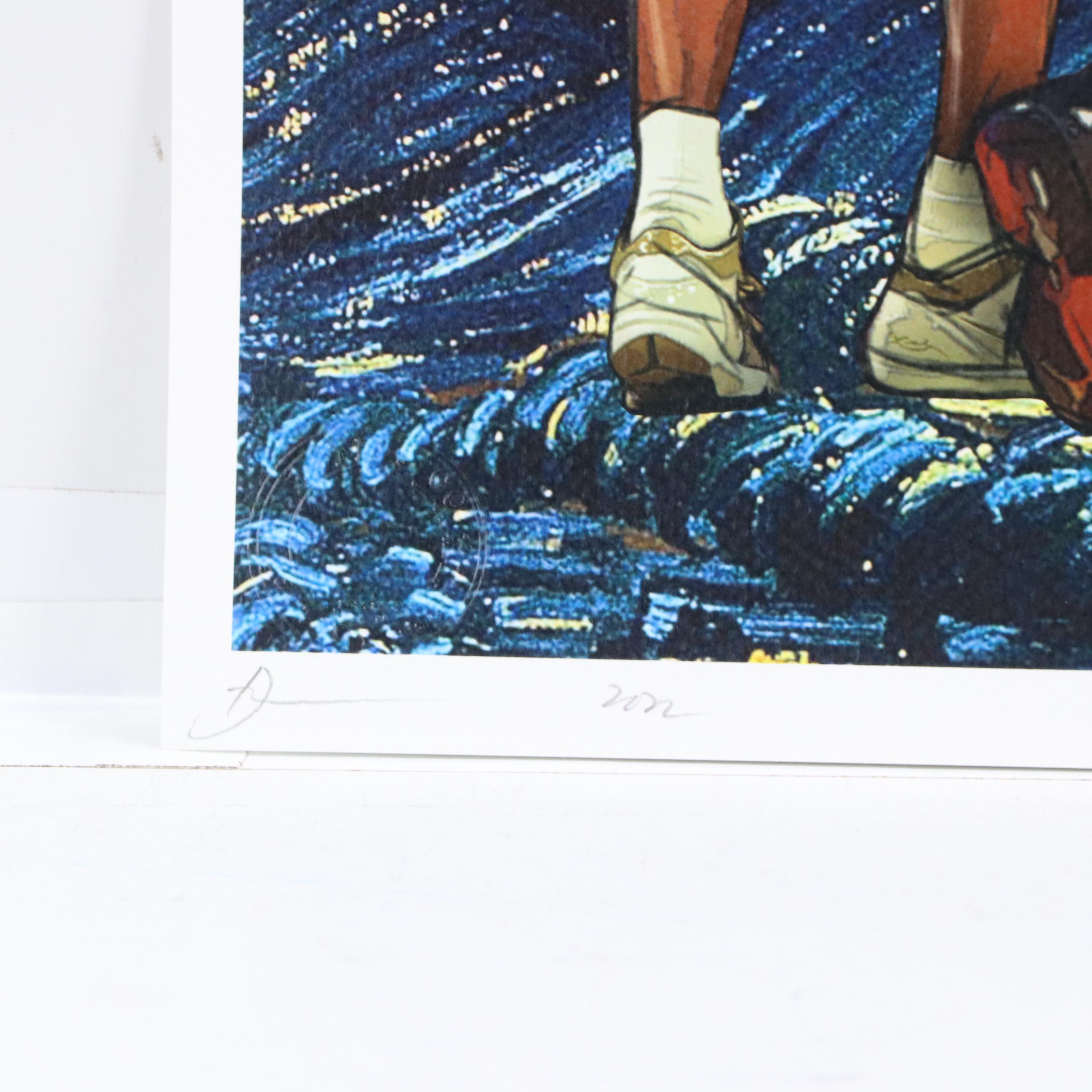 Death NYC Pop Art Graphic Print of Bryant, Jordan & LeBron x Starry Night, 2022