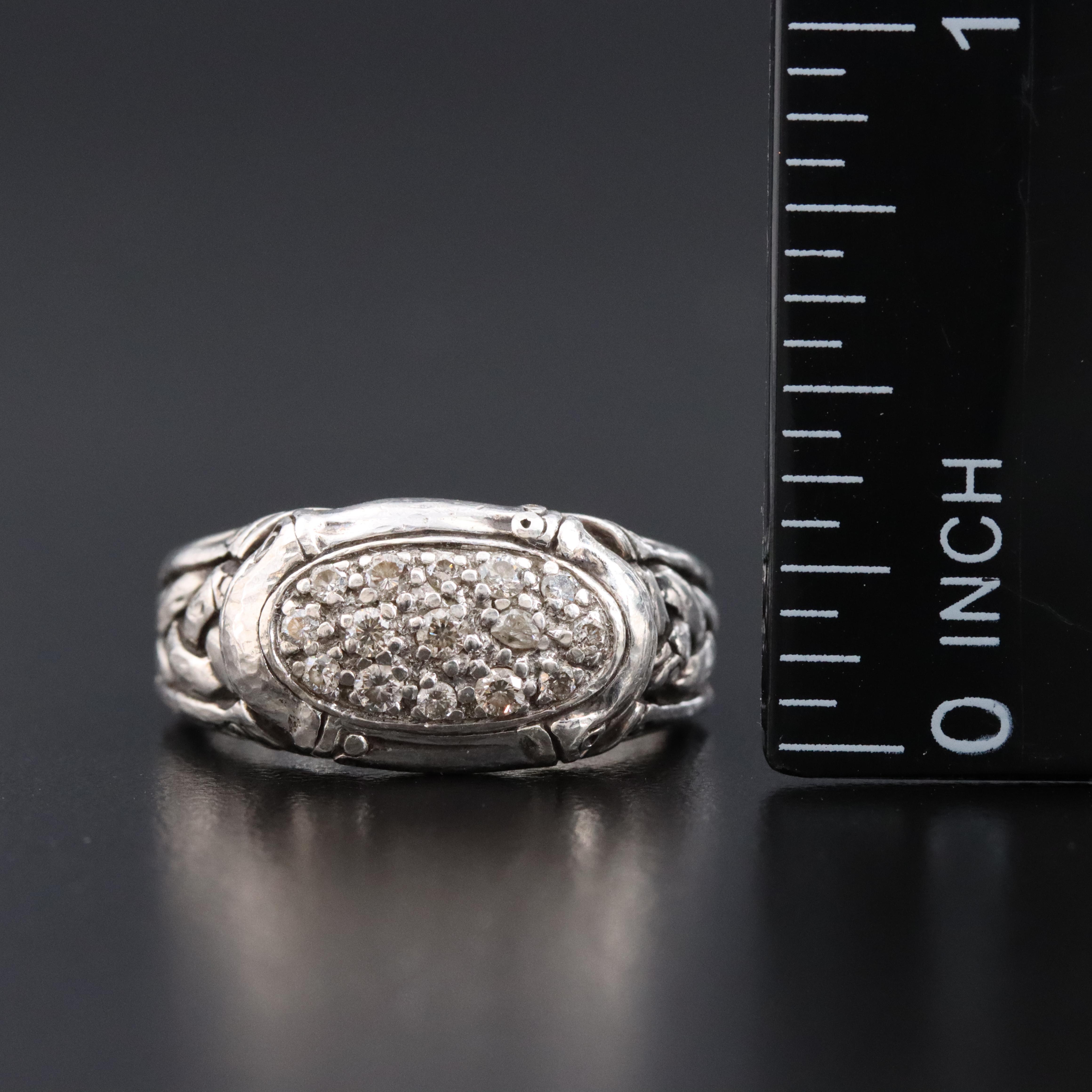 John Hardy Bamboo Sterling Diamond Pavé Ring
