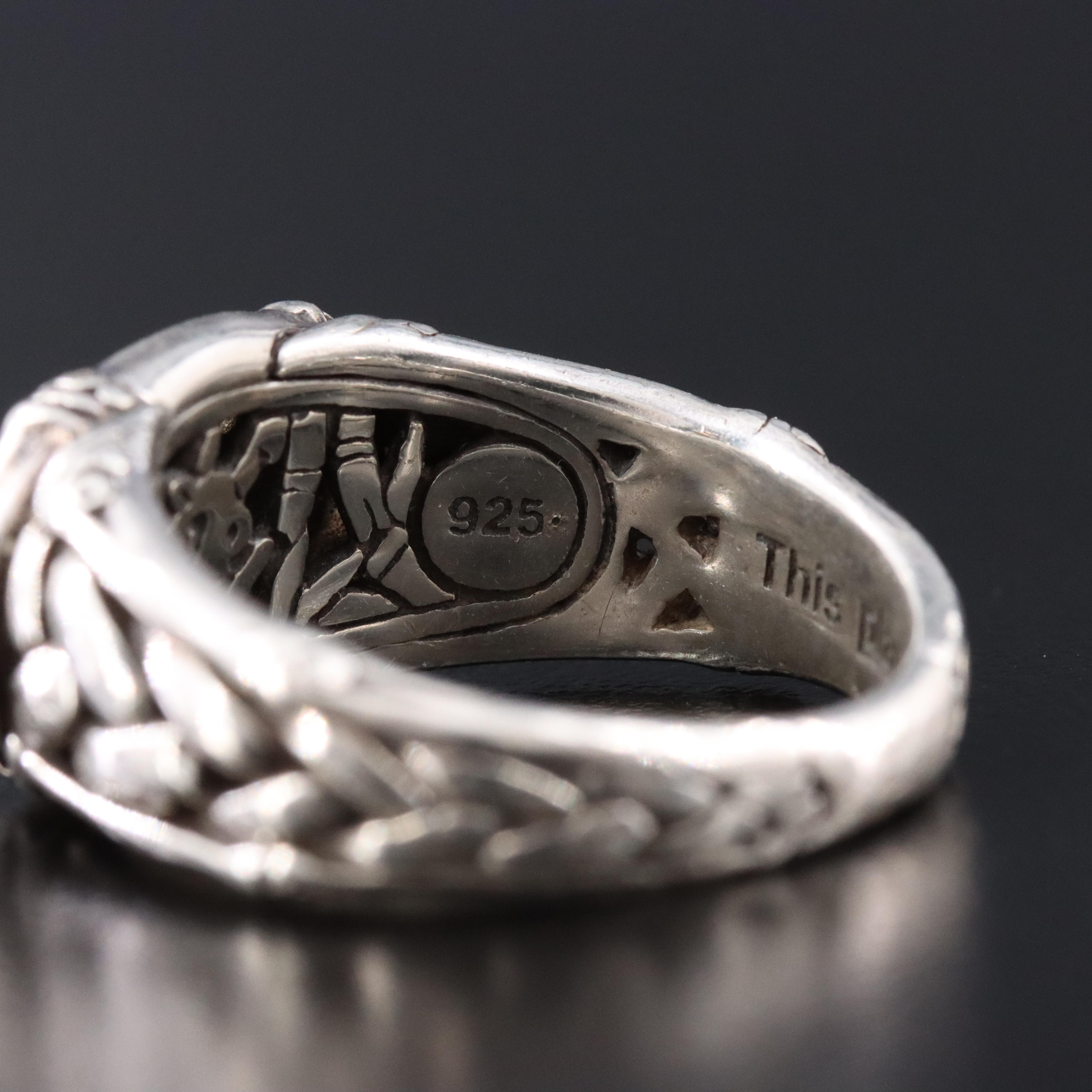 John Hardy Bamboo Sterling Diamond Pavé Ring