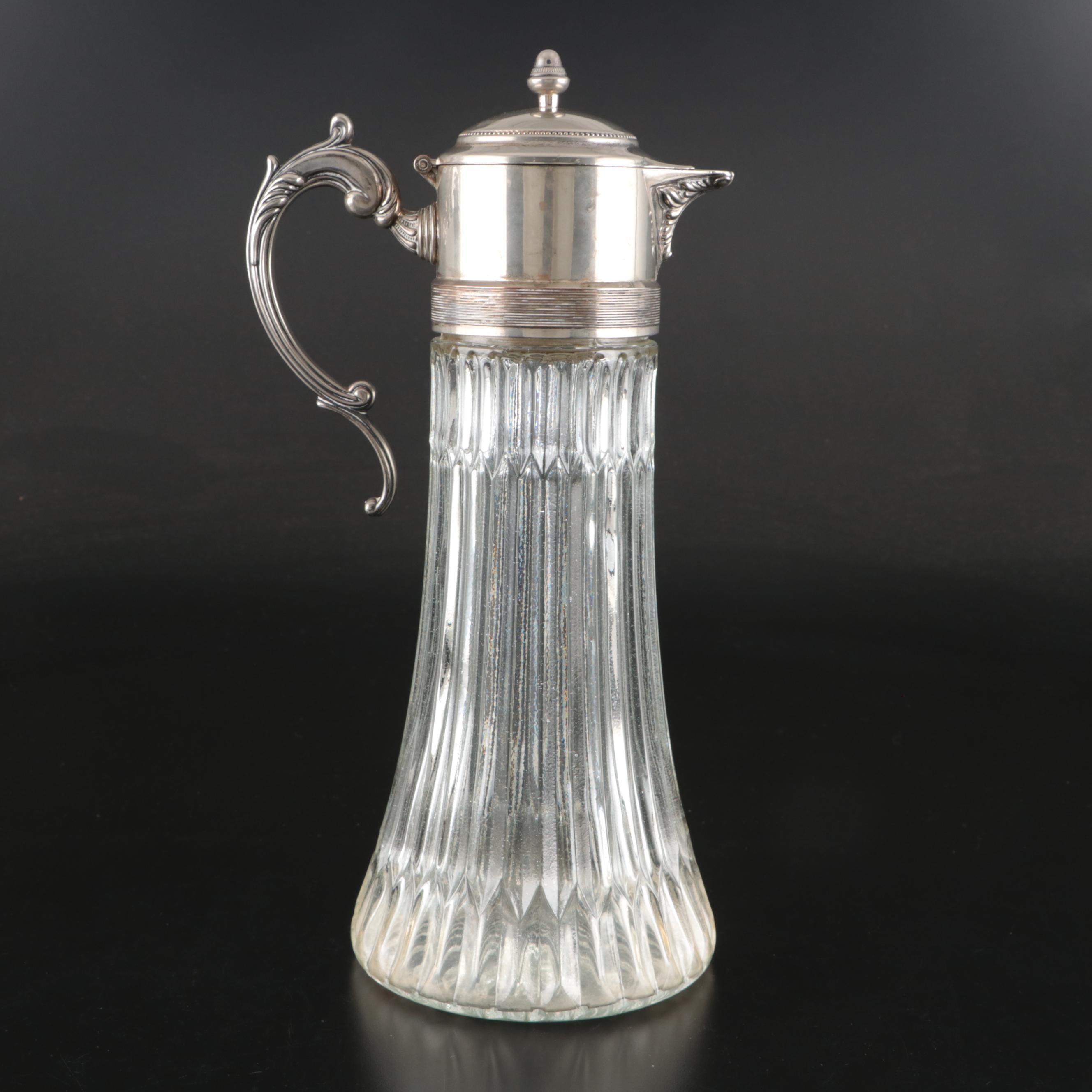Claret Wine Jug with Candlesticks and Other Decor, Mid to Late 20th Century