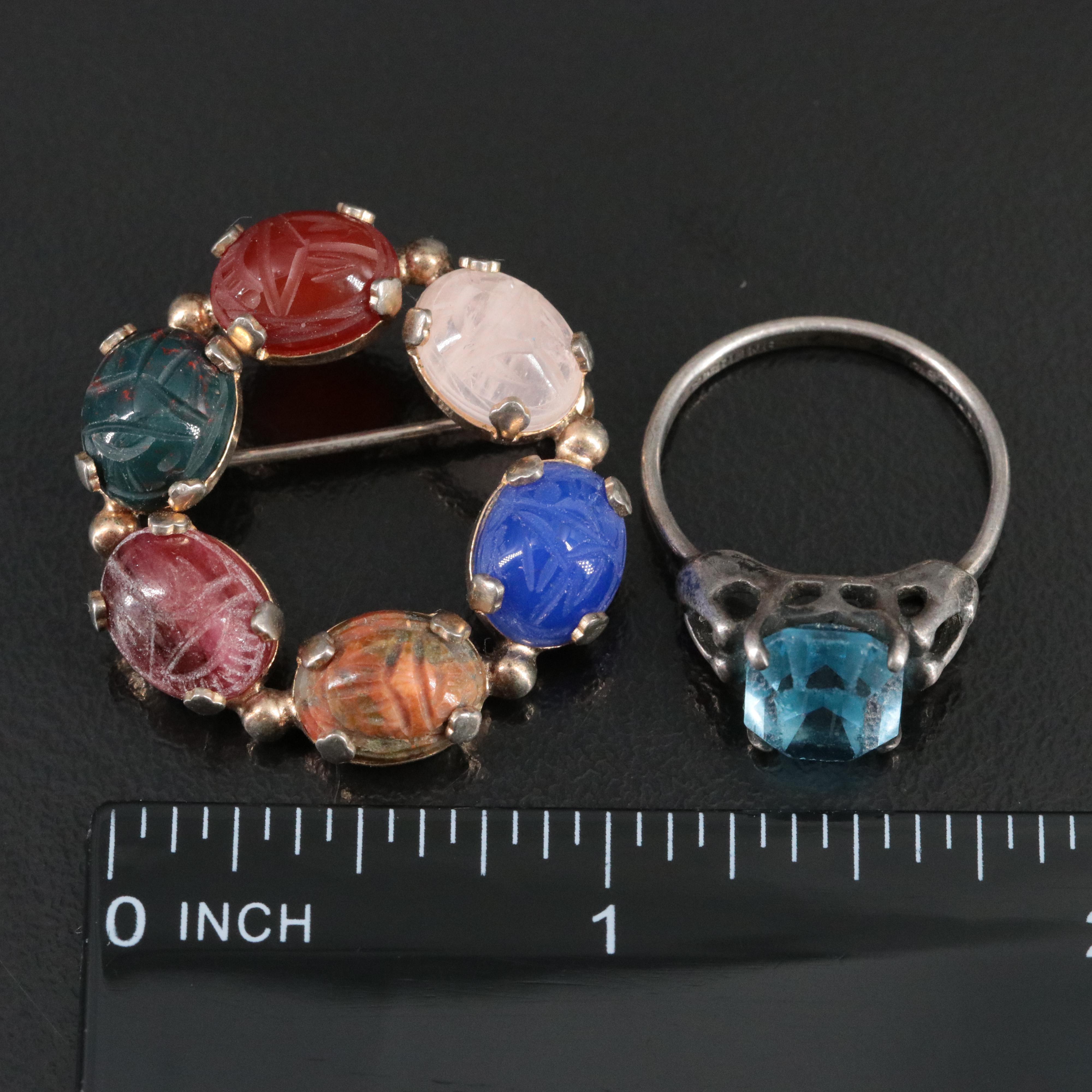 Vintage Sterling Sapphire, Diamond and Chalcedony Jewelry Featuring Burt Cassell