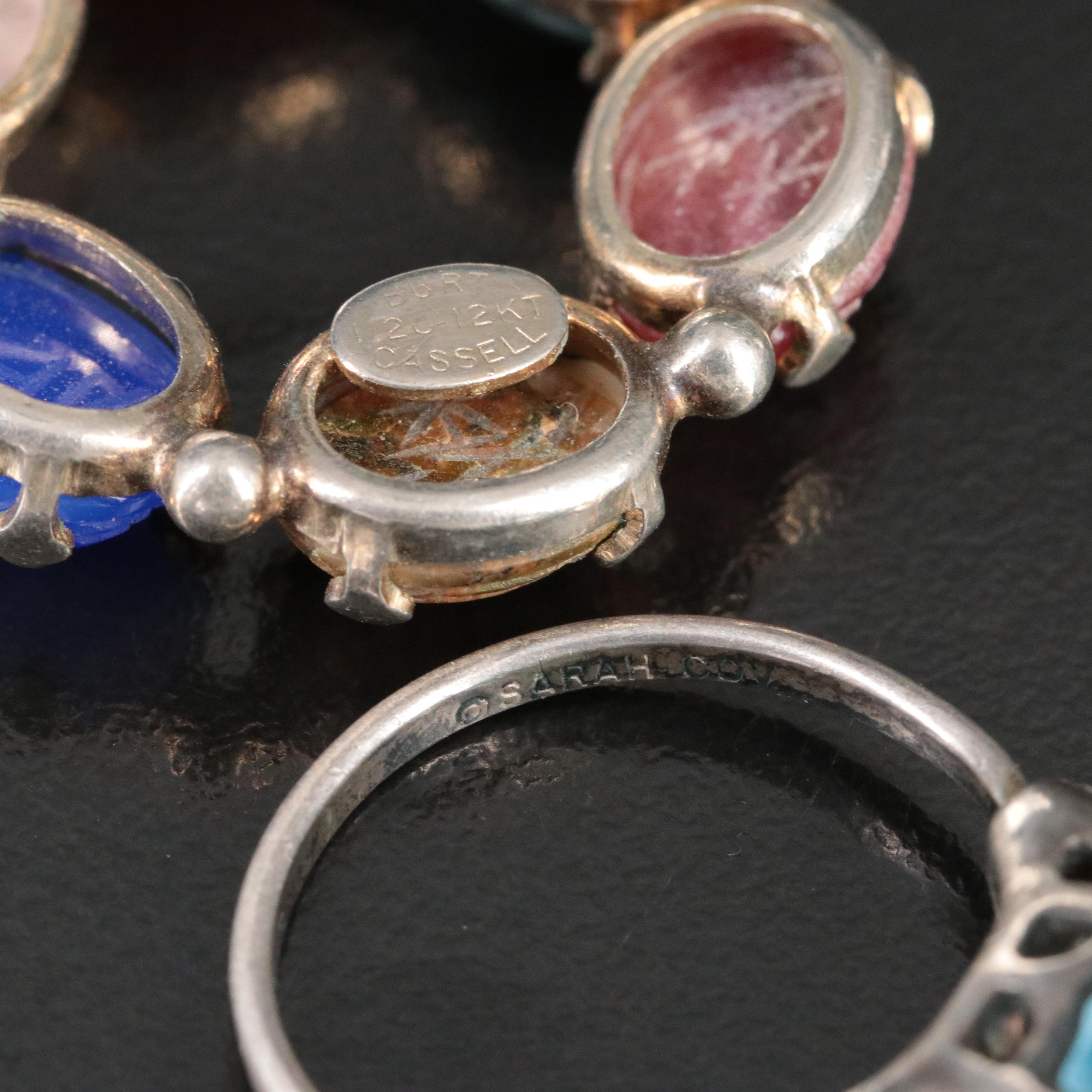 Vintage Sterling Sapphire, Diamond and Chalcedony Jewelry Featuring Burt Cassell
