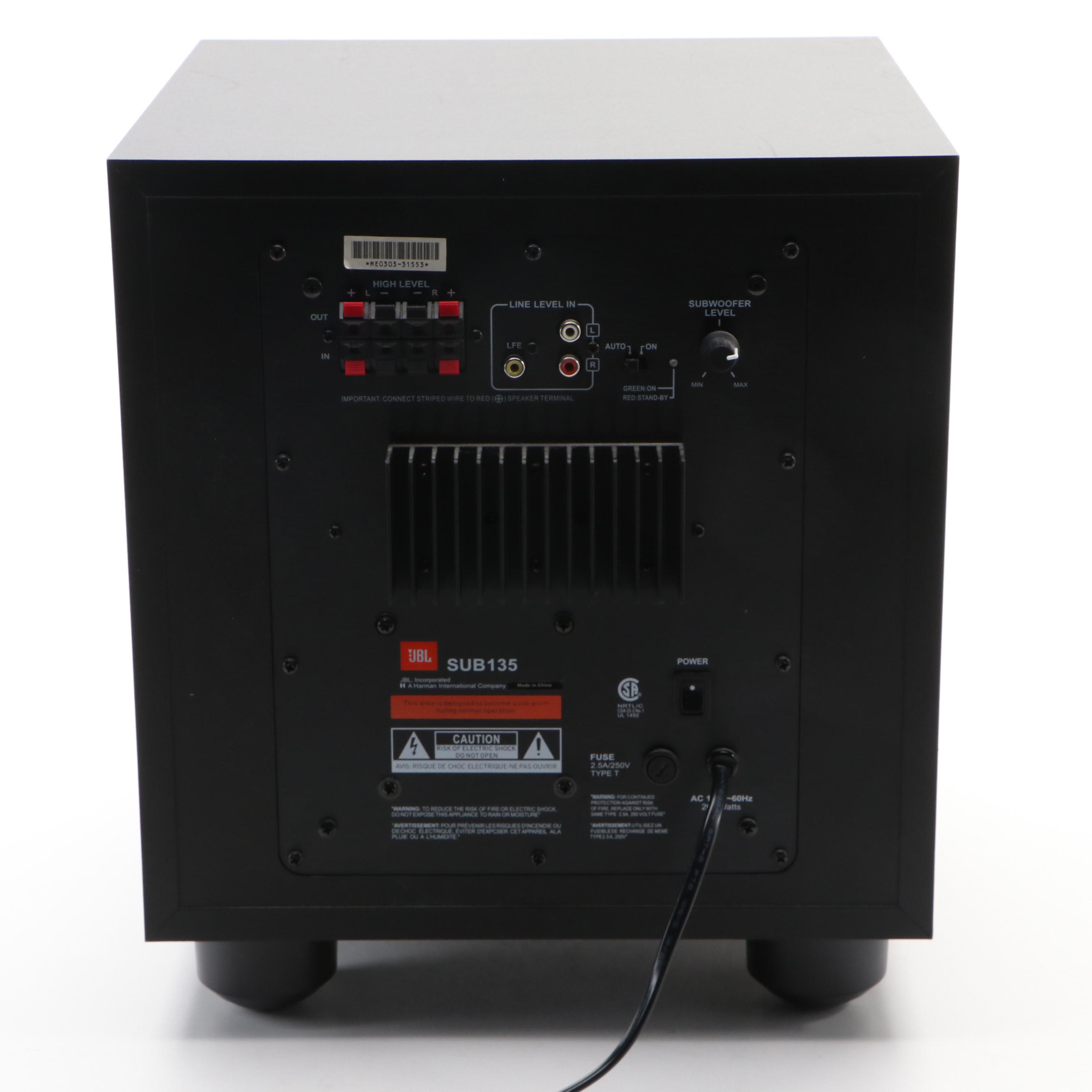 Yamaha RX-V381 AV Receiver with JBL Sub135 Subwoofer Speaker