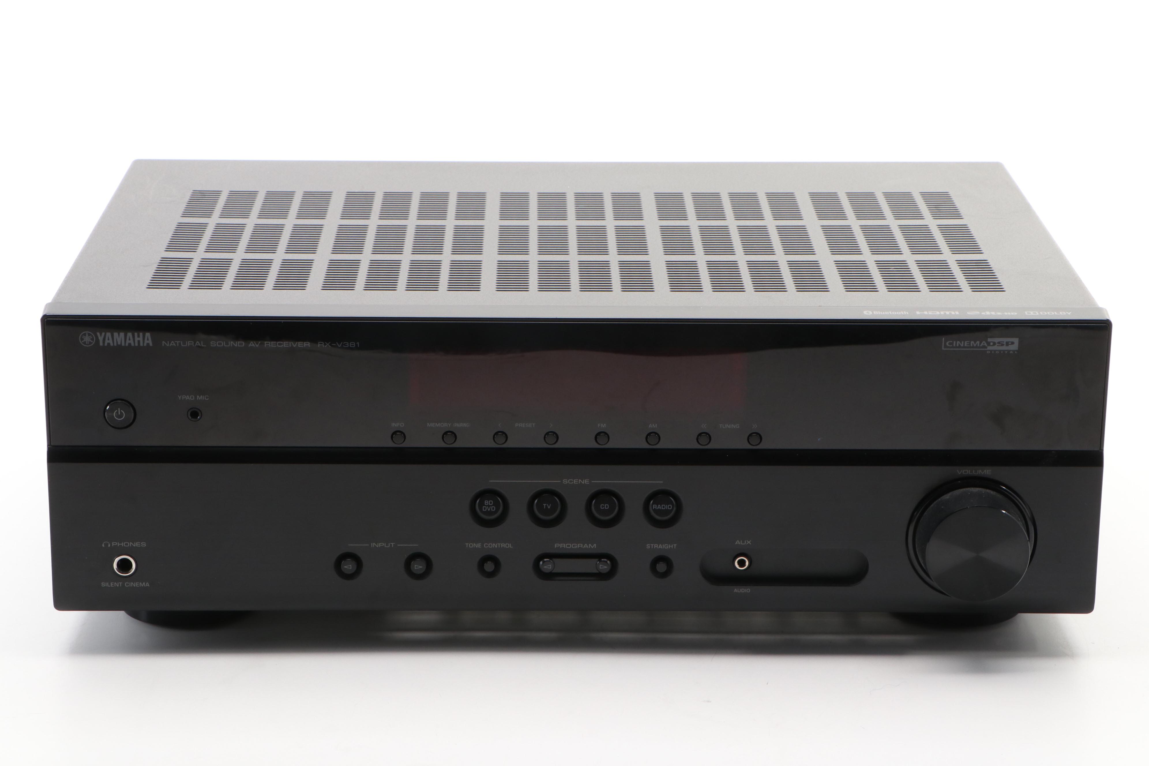 Yamaha RX-V381 AV Receiver with JBL Sub135 Subwoofer Speaker