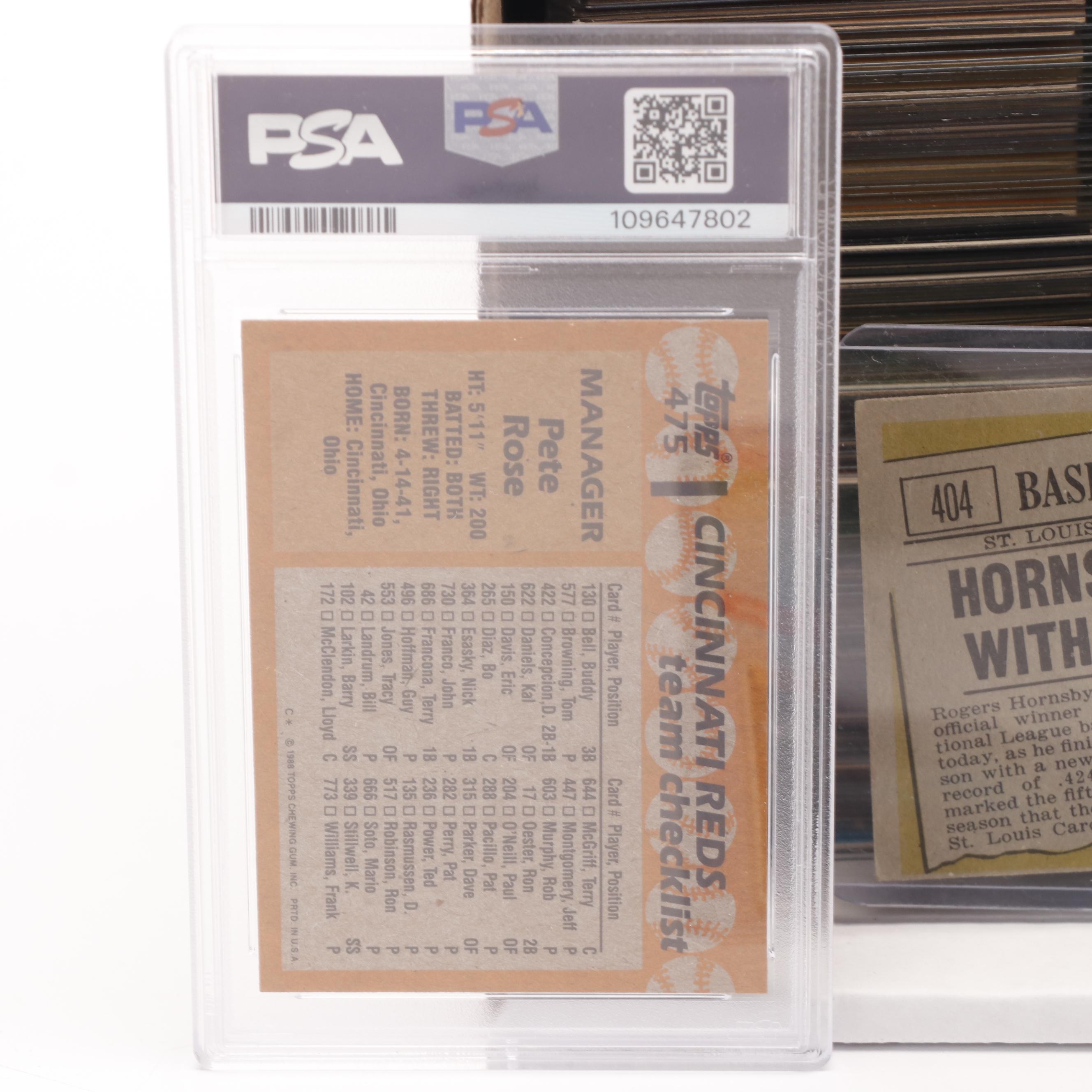 Lot of 250+ Cards With Graded Pete Rose, 1950, 1960s and 1980s