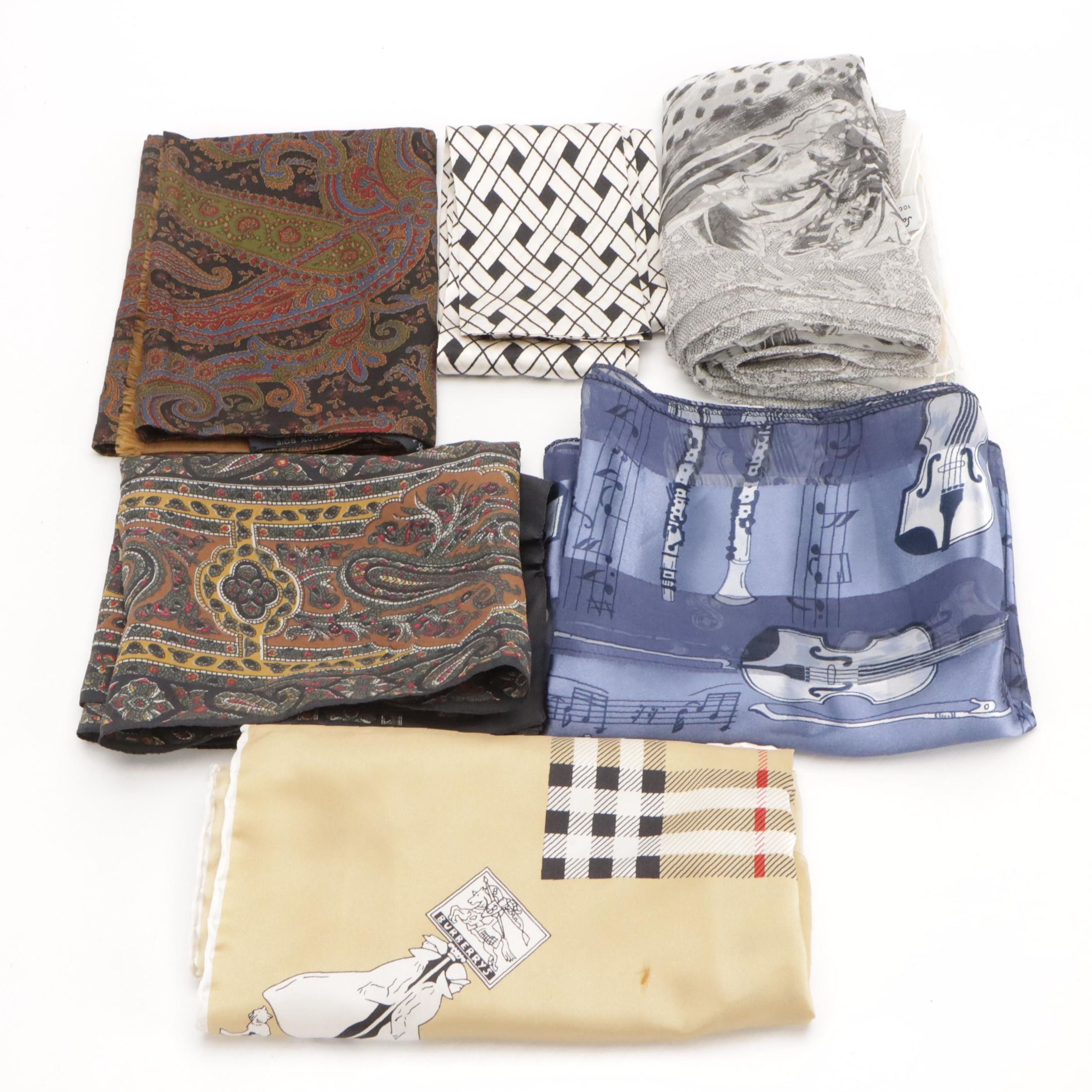 Polo Ralph Lauren, Salvatore Ferragamo, and Burberrys Silk Scarves with More