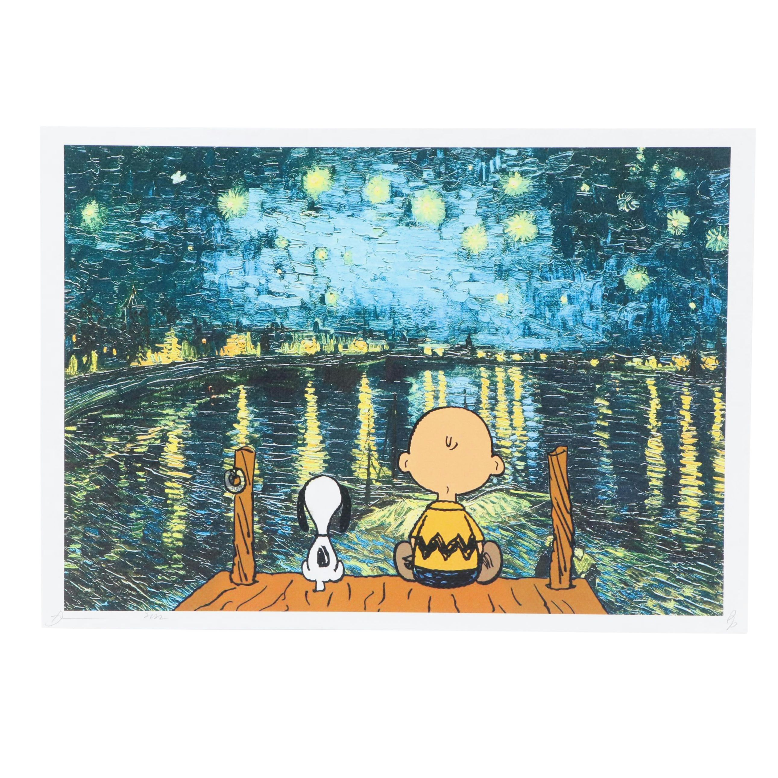 Death NYC Pop Art Graphic Print Featuring Van Gogh x Peanuts, 2022