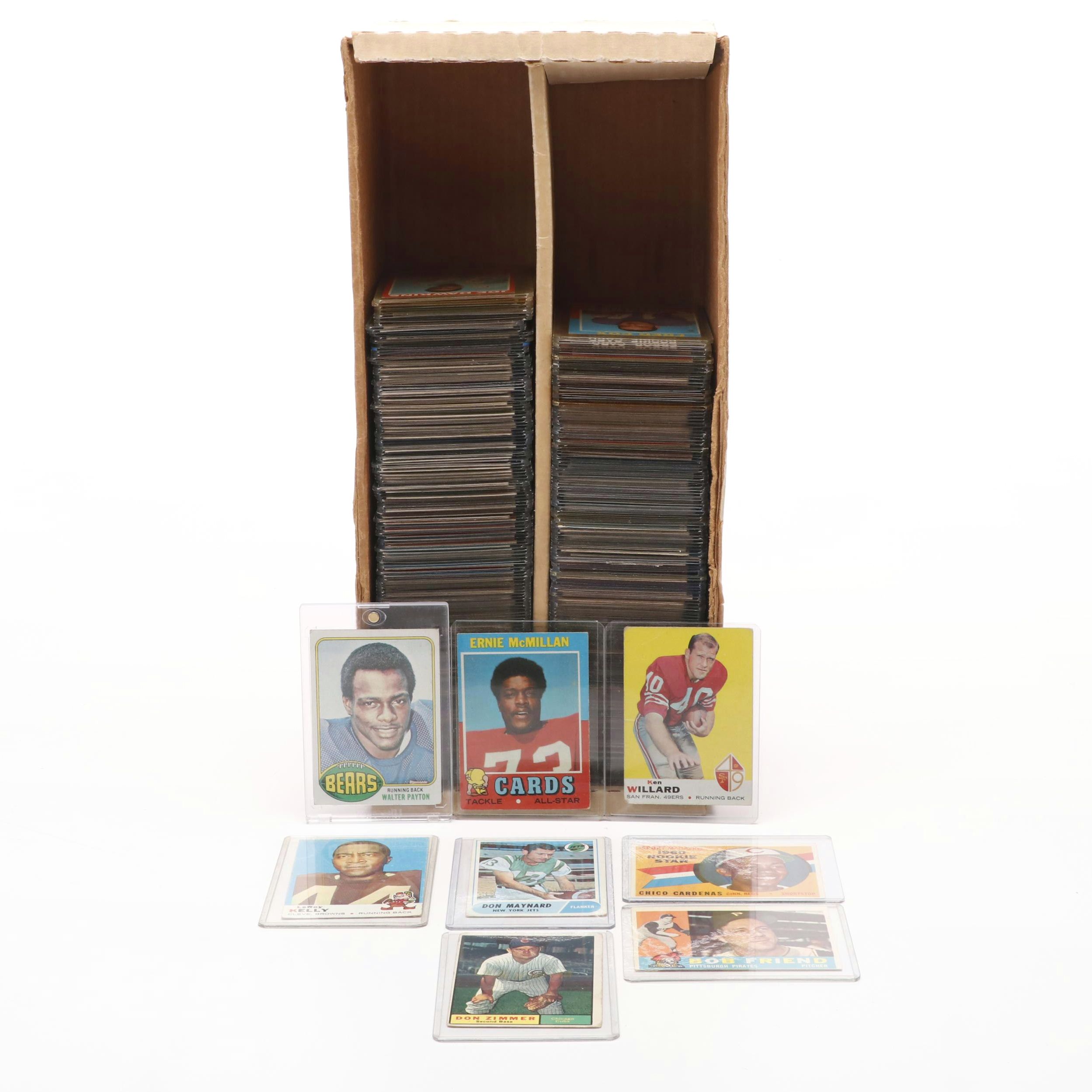 Lot of 250+ Vintage Football Cards From 1960s - 1970s Featuring Payton Rookie