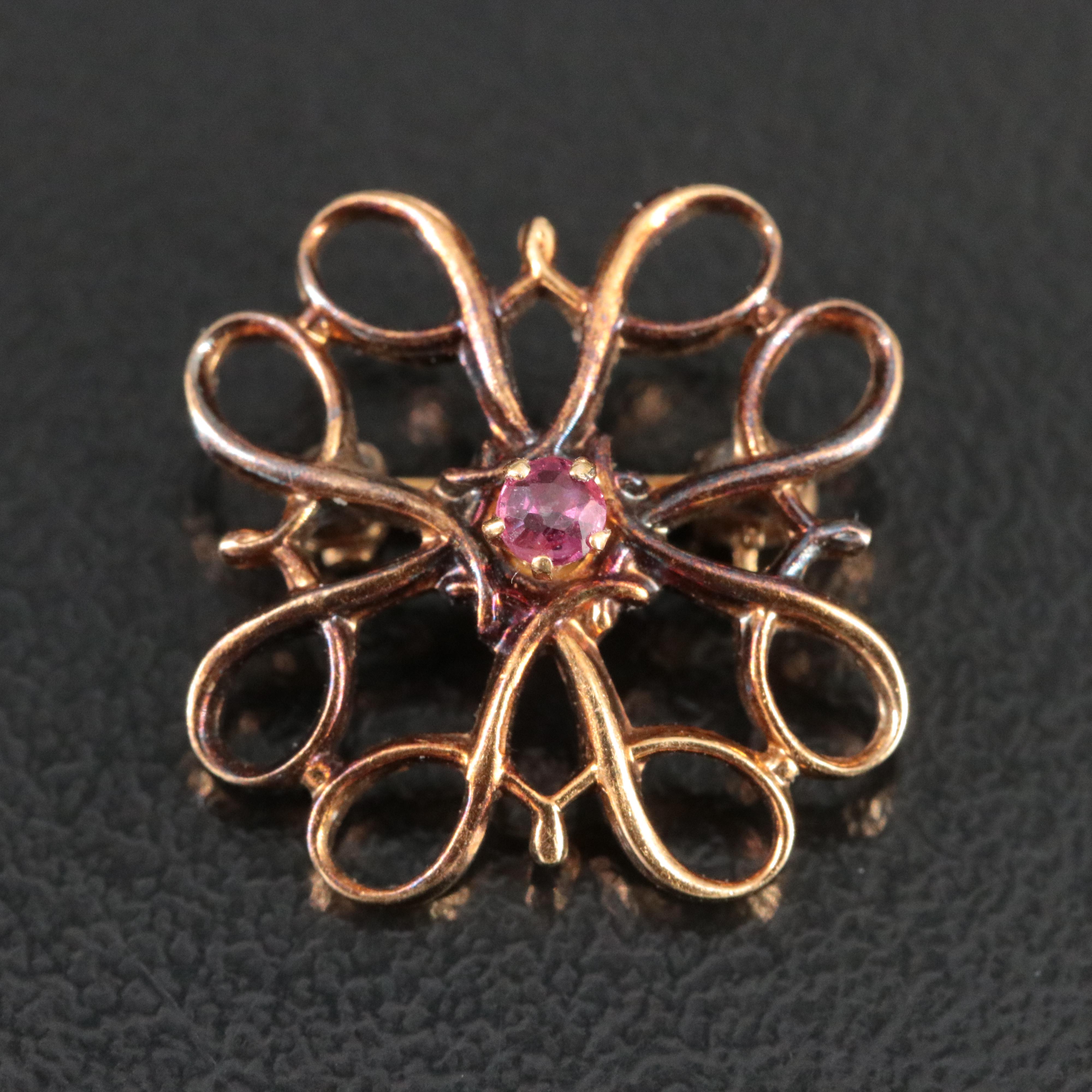 Vintage Gold-Filled Ruby Pin