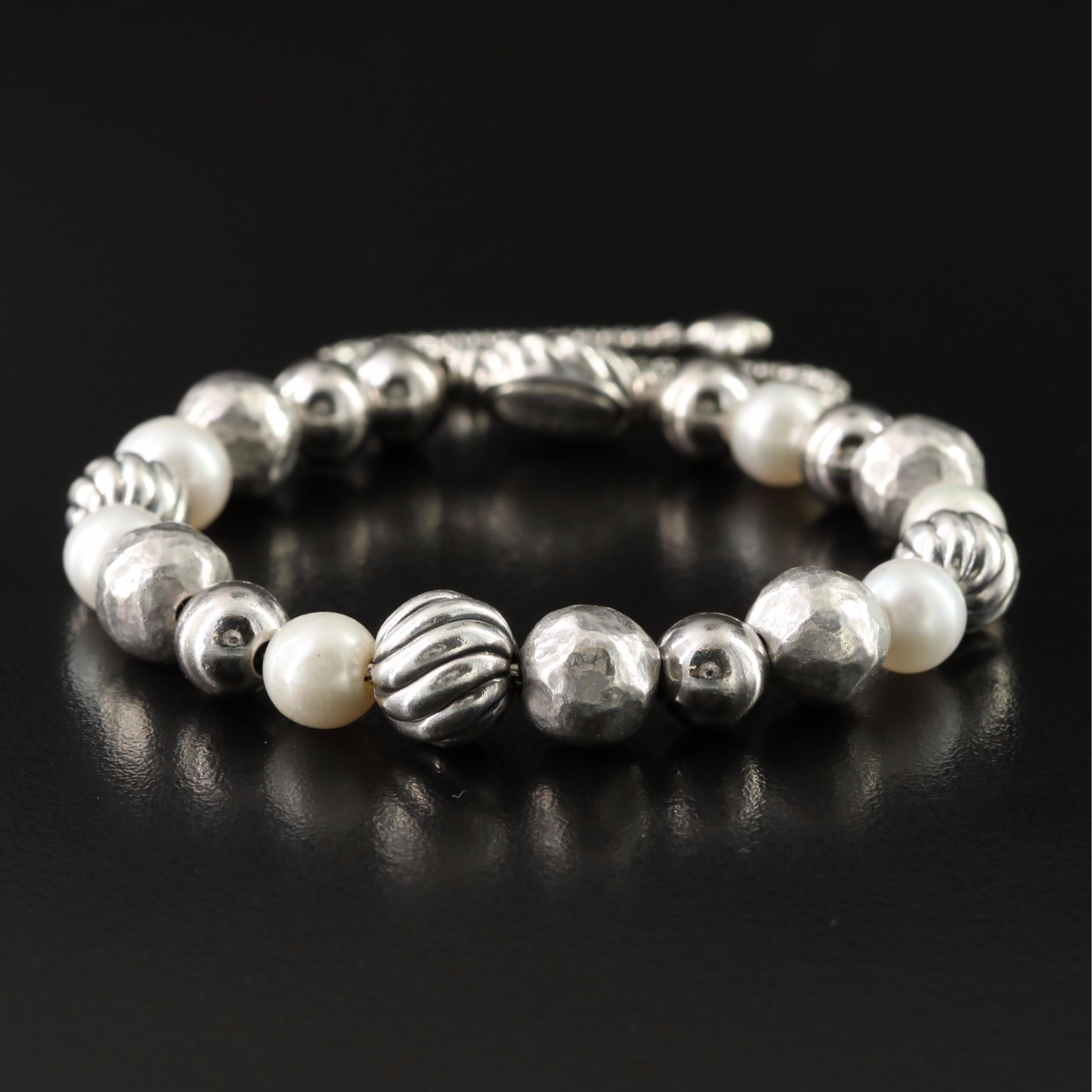 David Yurman DY Elements Sterling Pearl Bracelet