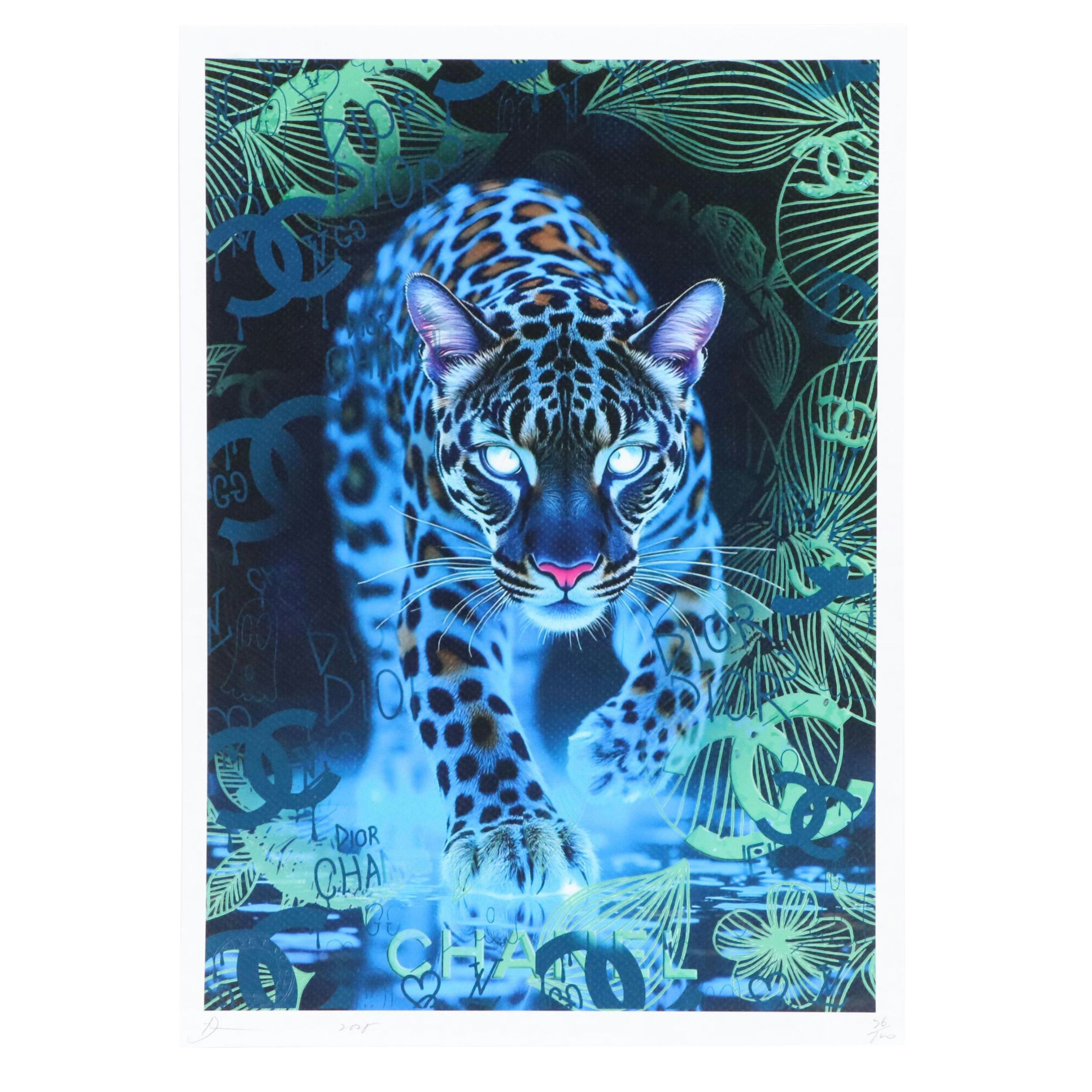 Death NYC Pop Art Graphic Print Featuring Jaguar Cat x Chanel x Dior, 2025
