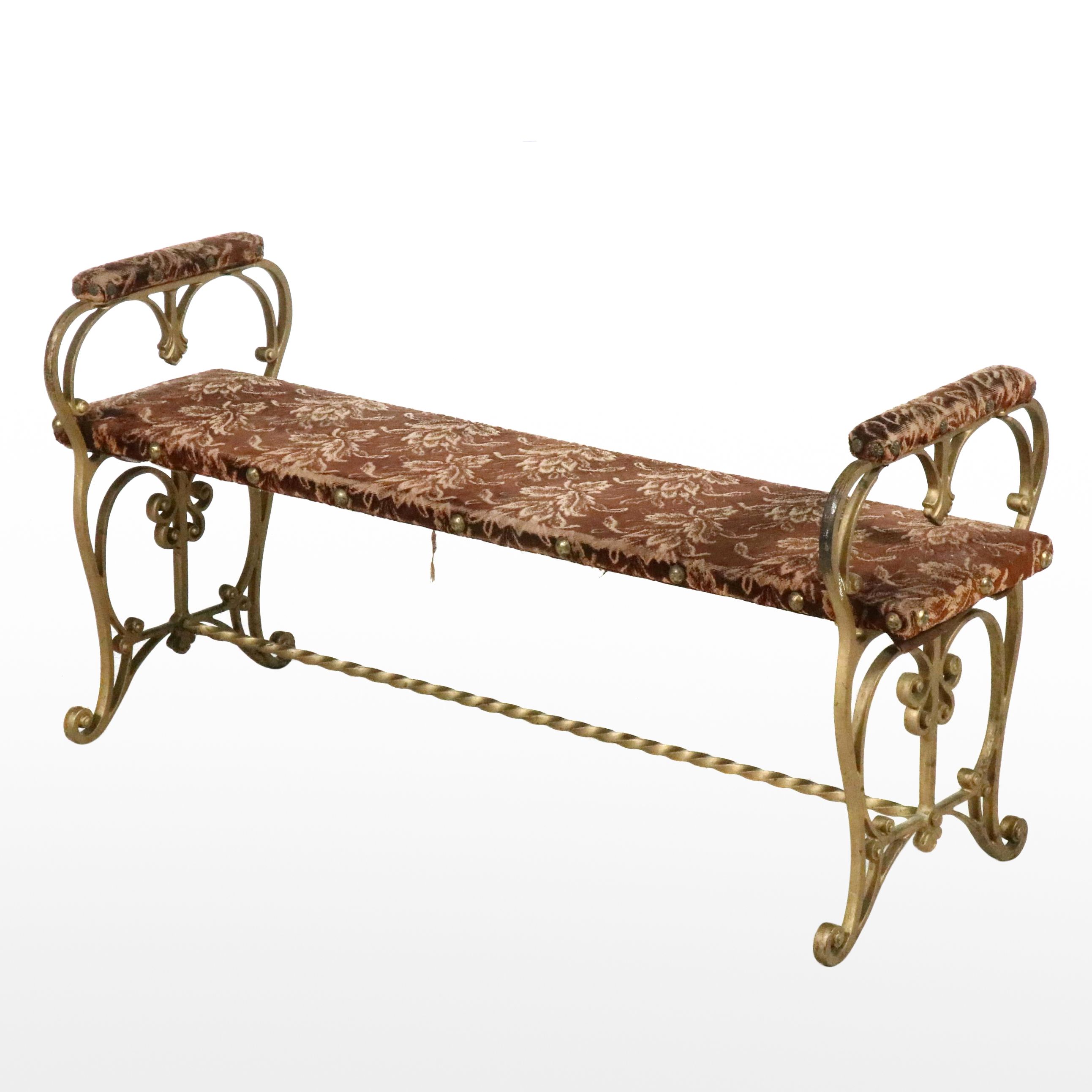 Victorian Gilt Wrought Iron Bench, Late 19th/Early 20th Century