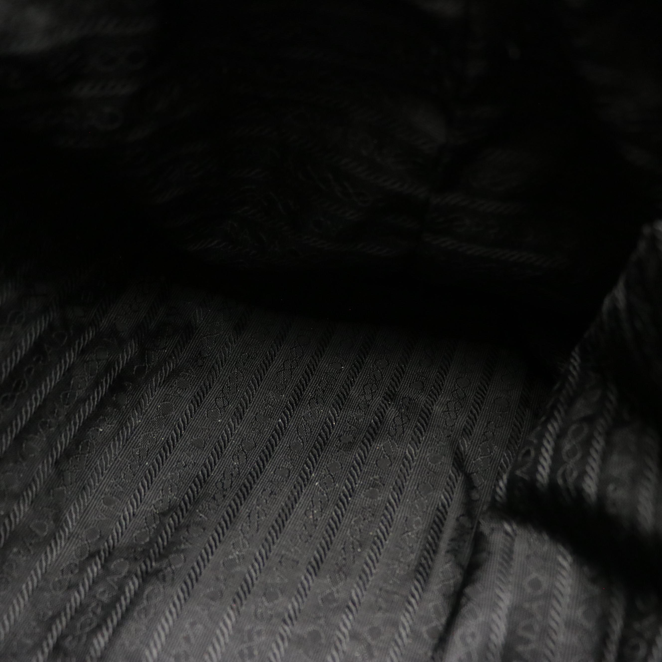 Prada Large Shoulder Bag in Tiger Print Tessuto Nylon with Leather Handles