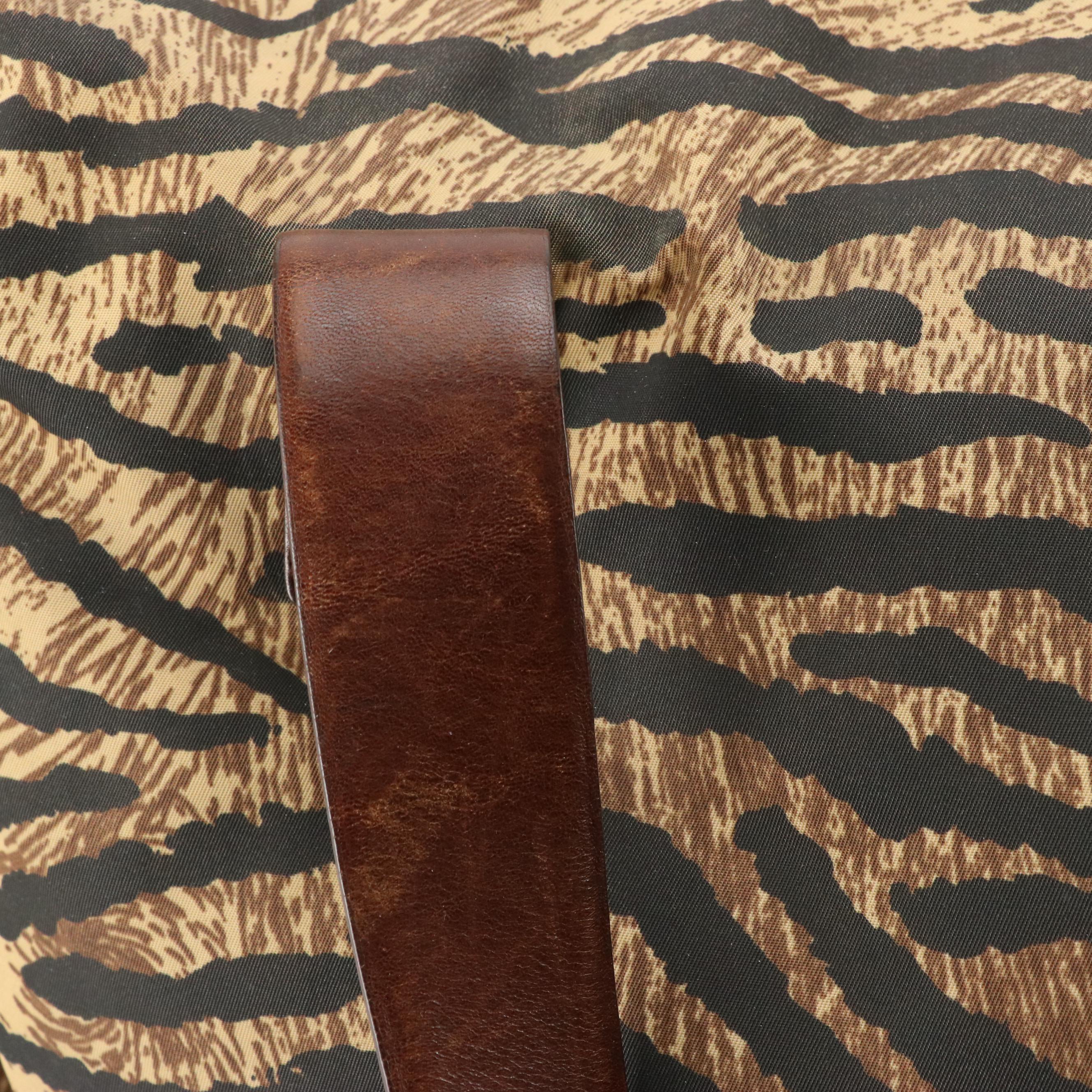 Prada Large Shoulder Bag in Tiger Print Tessuto Nylon with Leather Handles