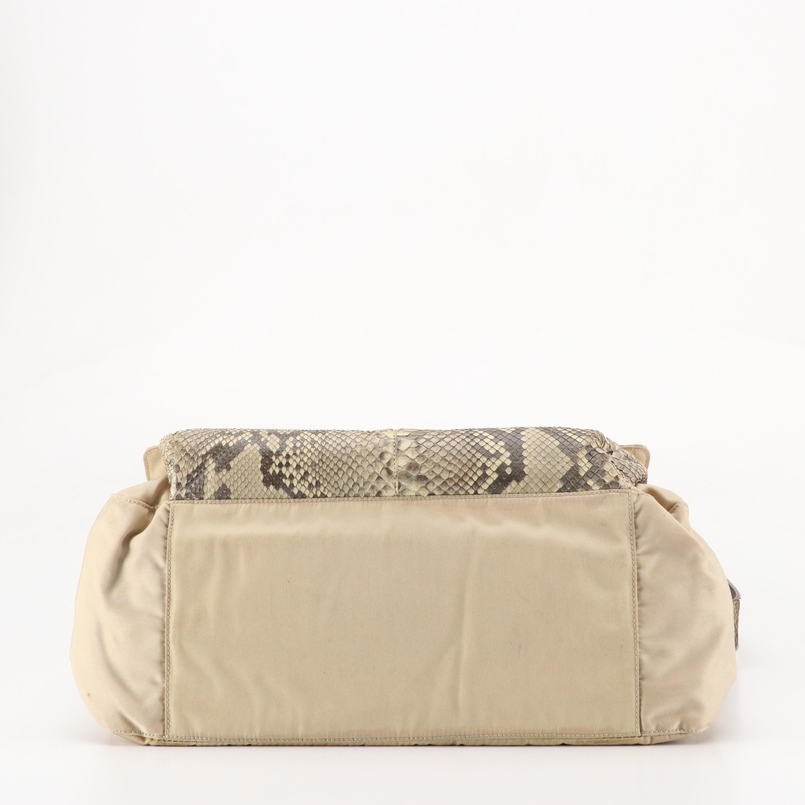 Prada Python Shoulder Bag in Beige Tessuto Nylon