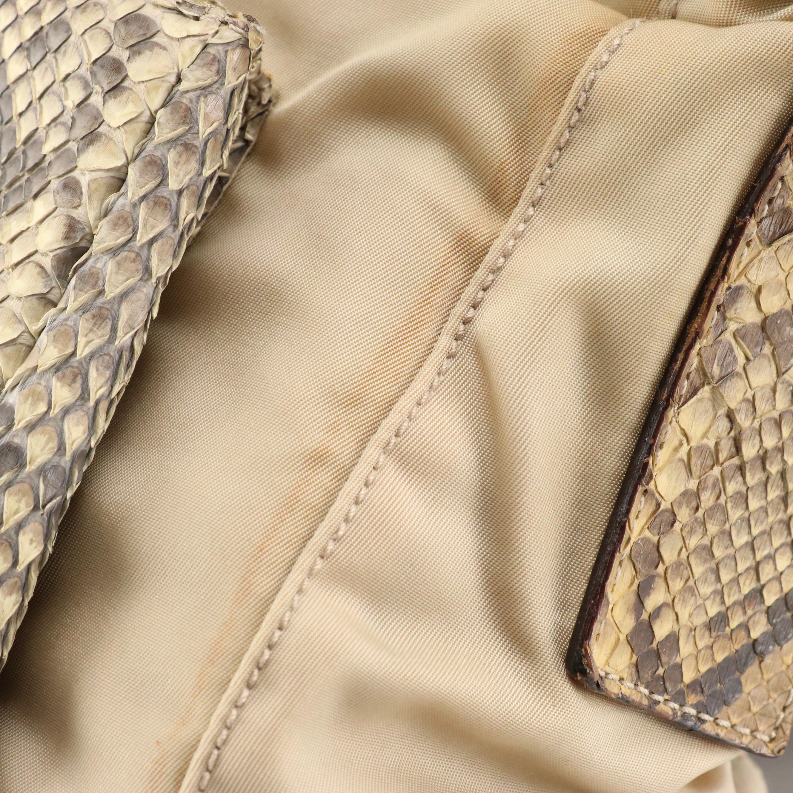 Prada Python Shoulder Bag in Beige Tessuto Nylon