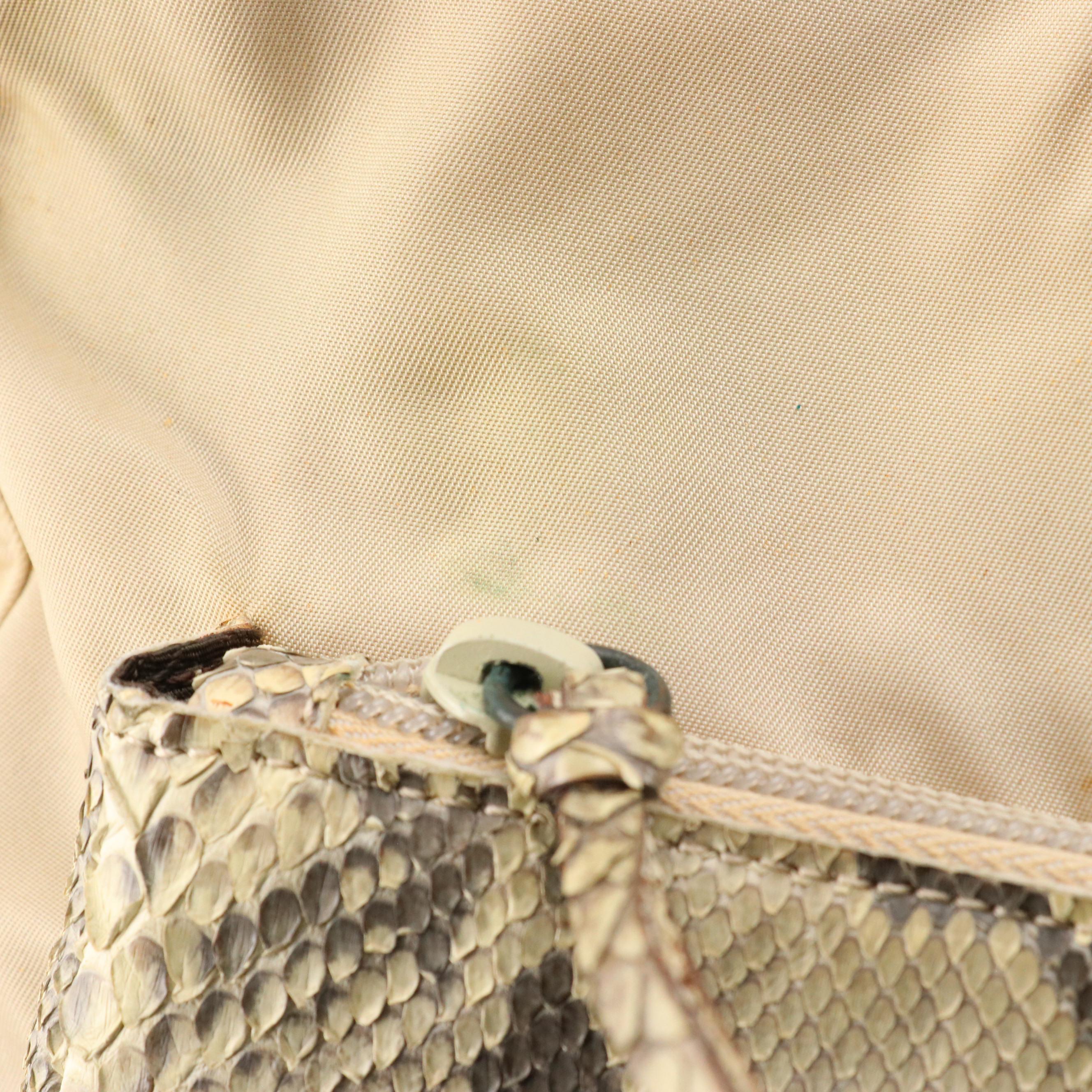 Prada Python Shoulder Bag in Beige Tessuto Nylon
