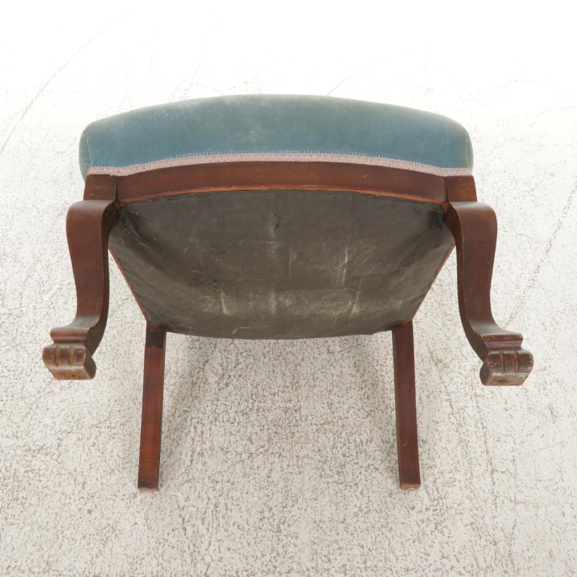 Victorian Mahogany Side Chair with Carved Faces and Mother of Pearl Inlay