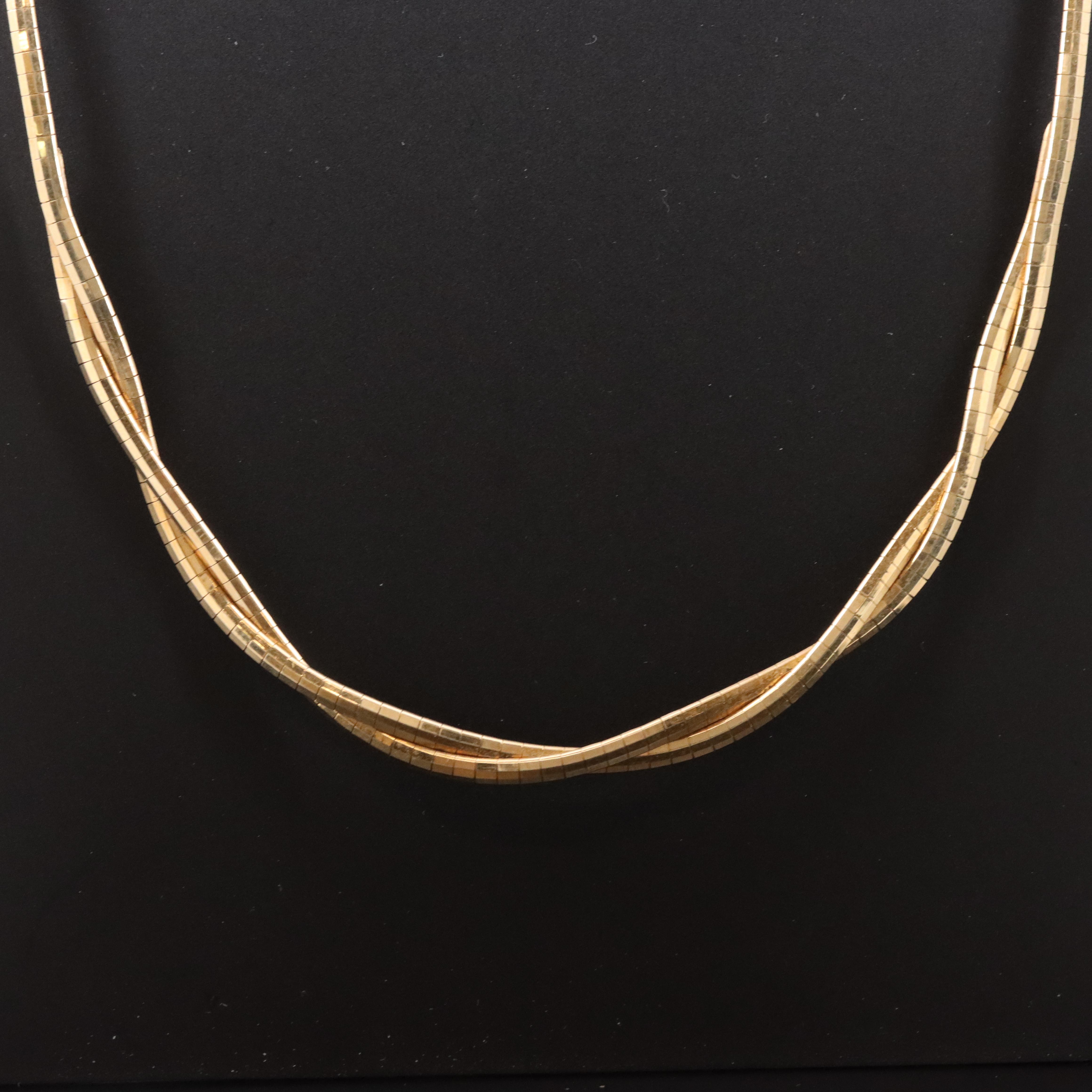 Italian 14K Twist Omega Chain Necklace
