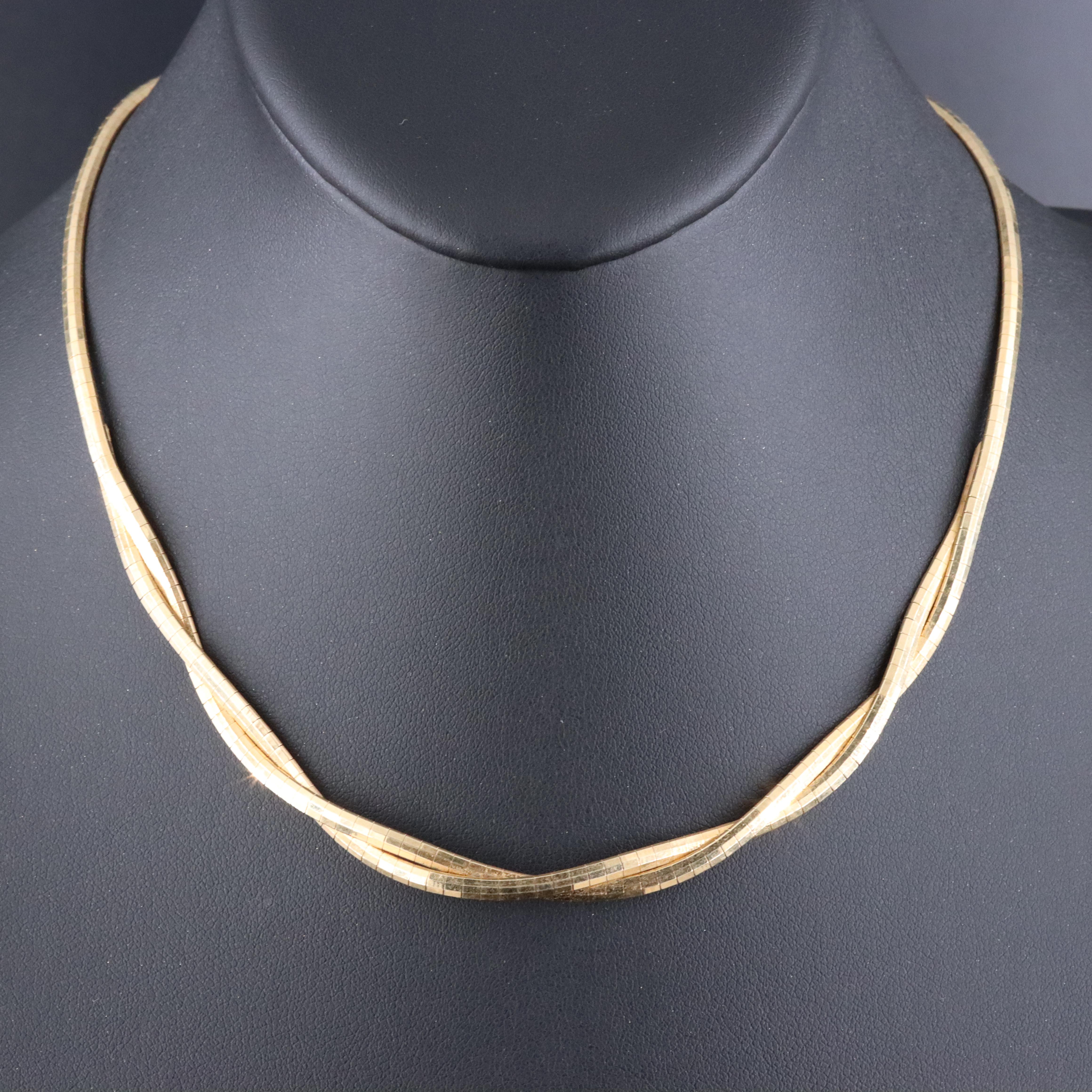 Italian 14K Twist Omega Chain Necklace