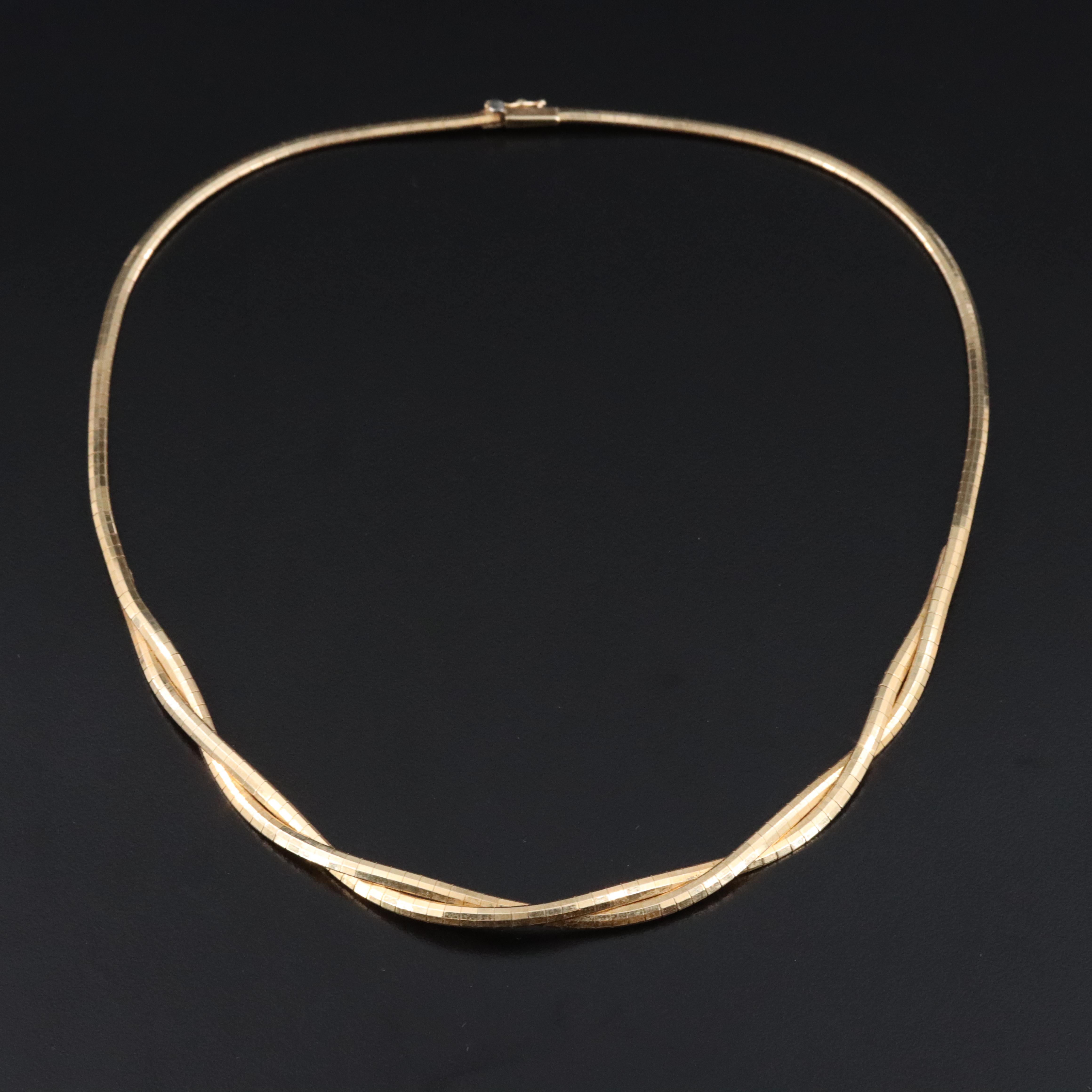Italian 14K Twist Omega Chain Necklace