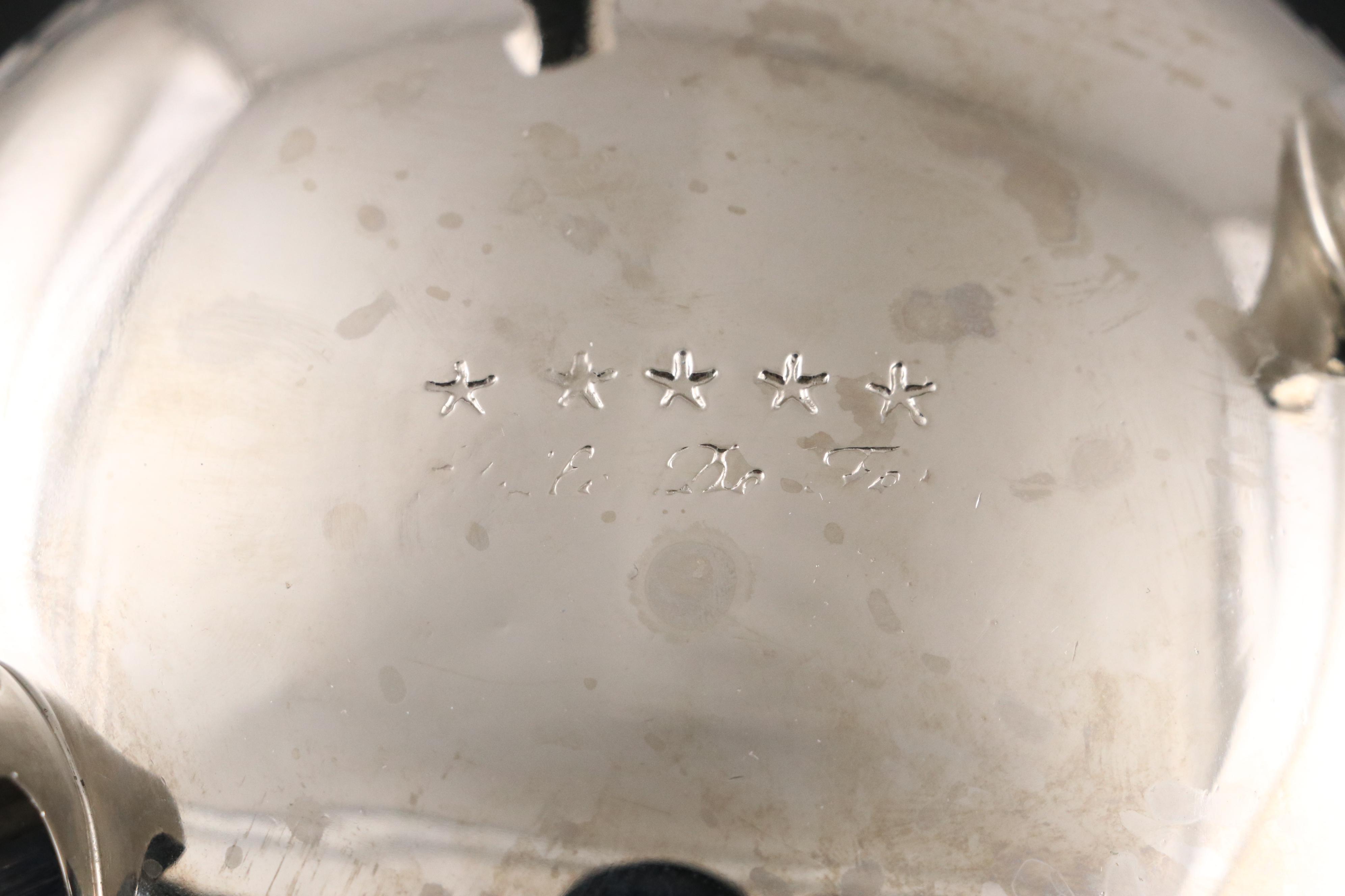 Acanthus Silver Plate Tea and Coffee Service with Hammered Silver Plate Teapot