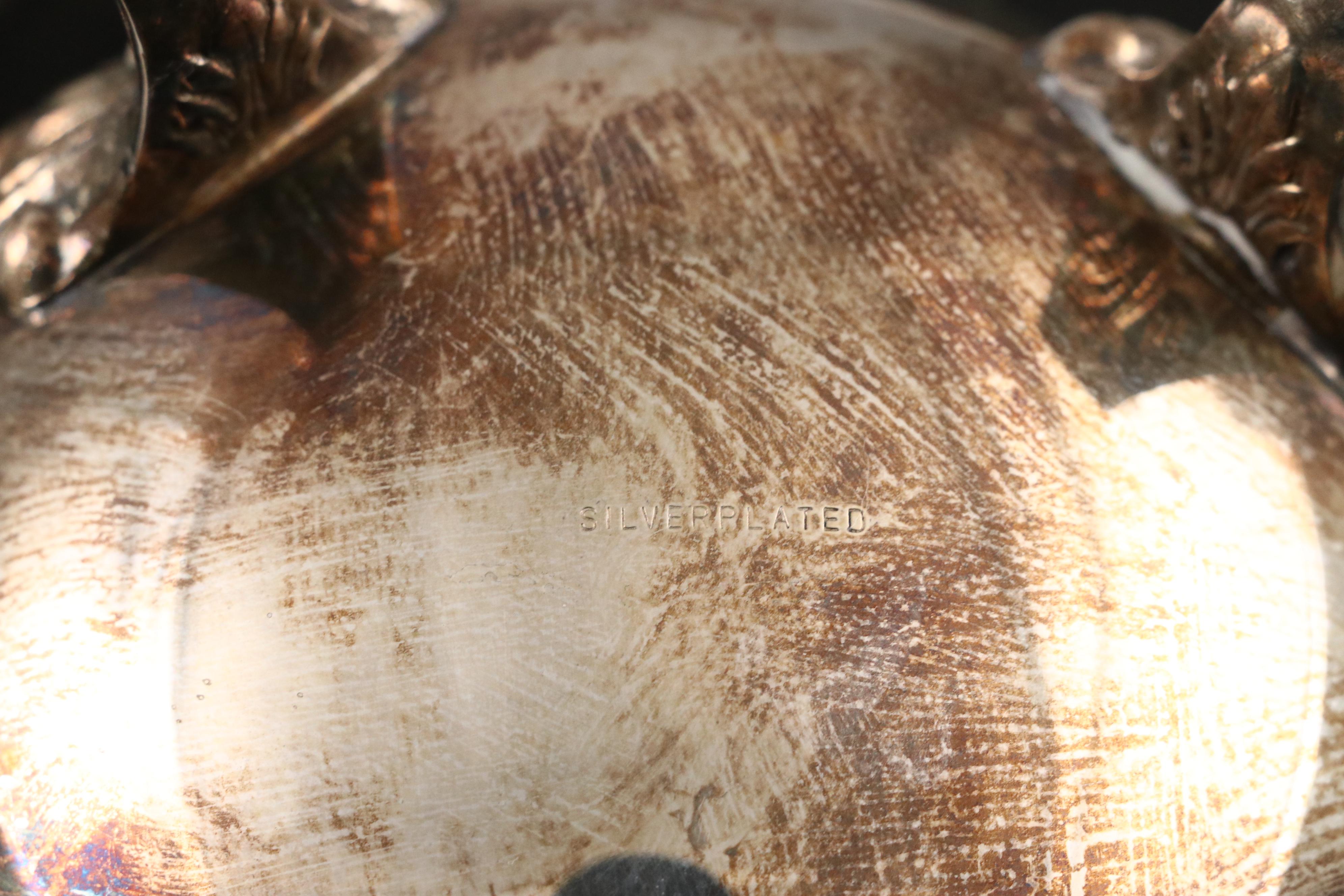 Acanthus Silver Plate Tea and Coffee Service with Hammered Silver Plate Teapot