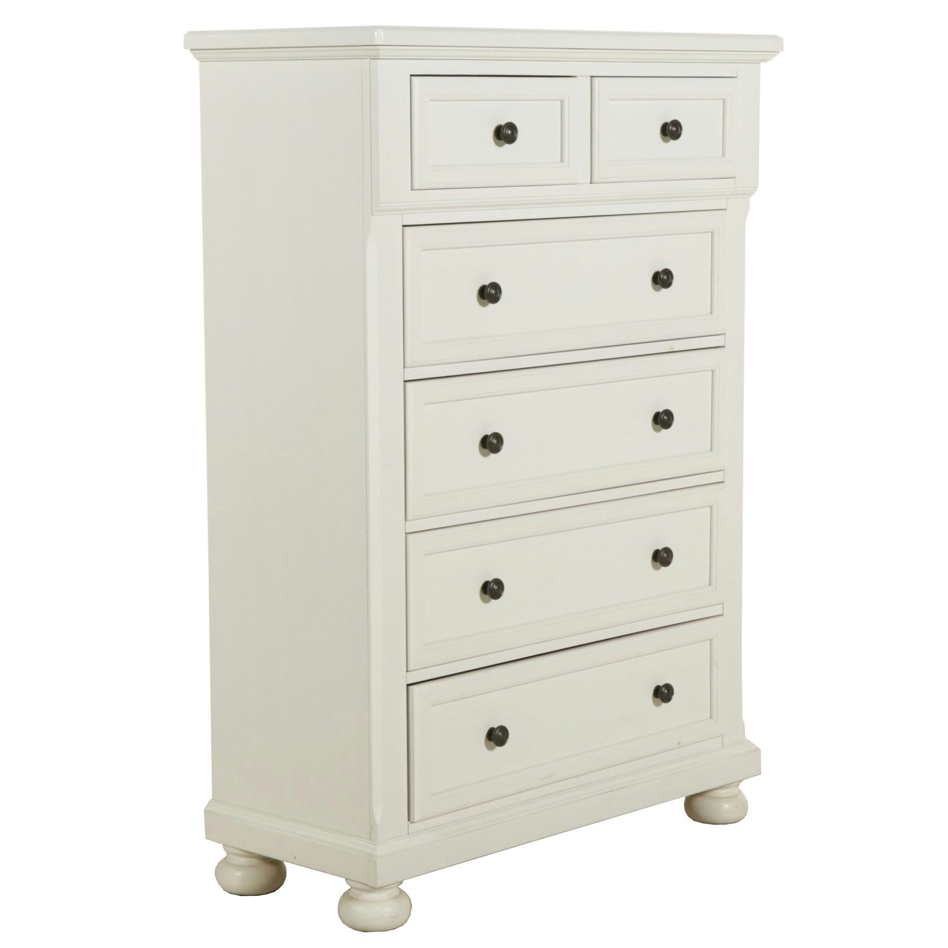 American Signature White Finished Chest of Drawers, 21st Century