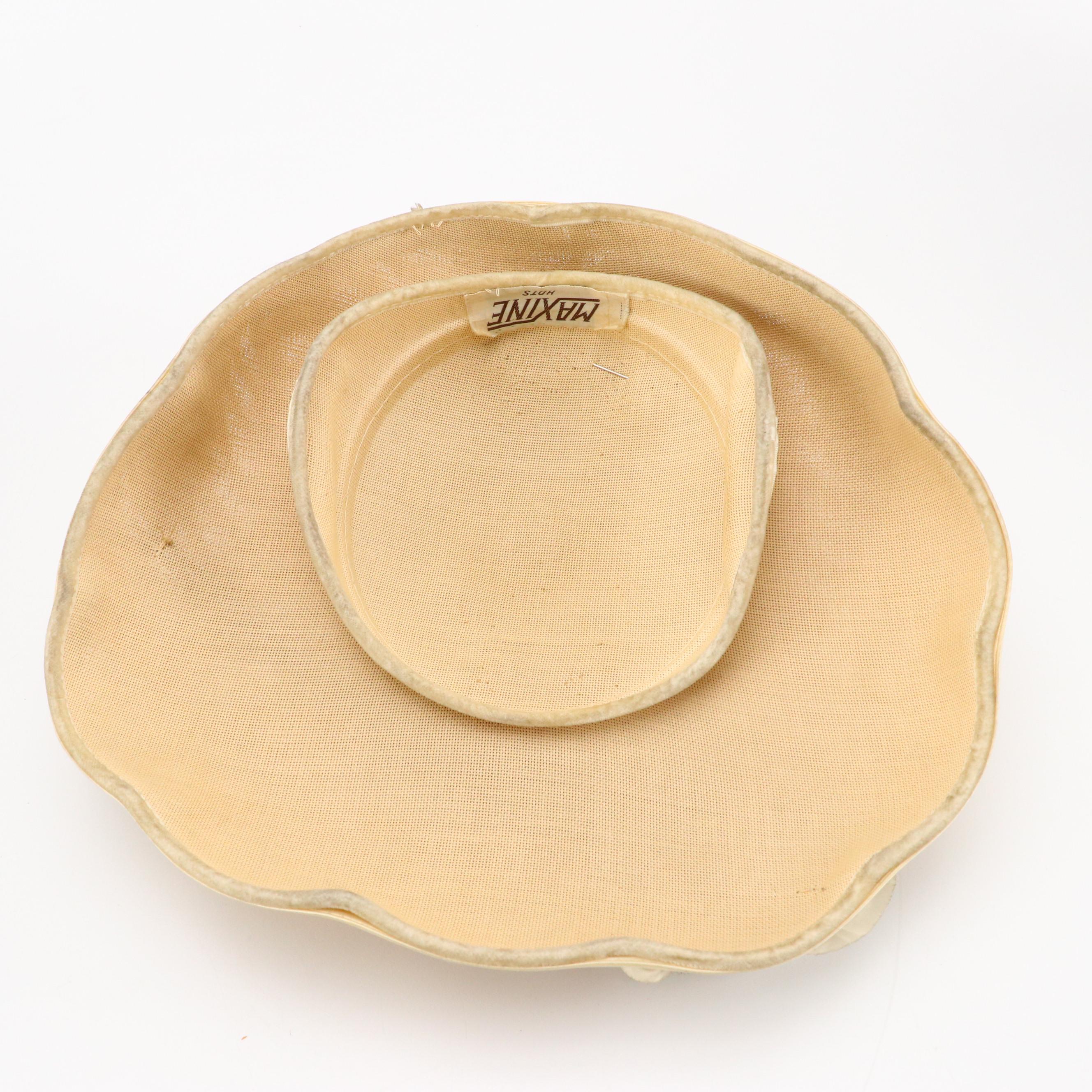 Vintage Jan Leslie Pom-Pom Hat and Other Disc Hats with Peony Floral Hat Box