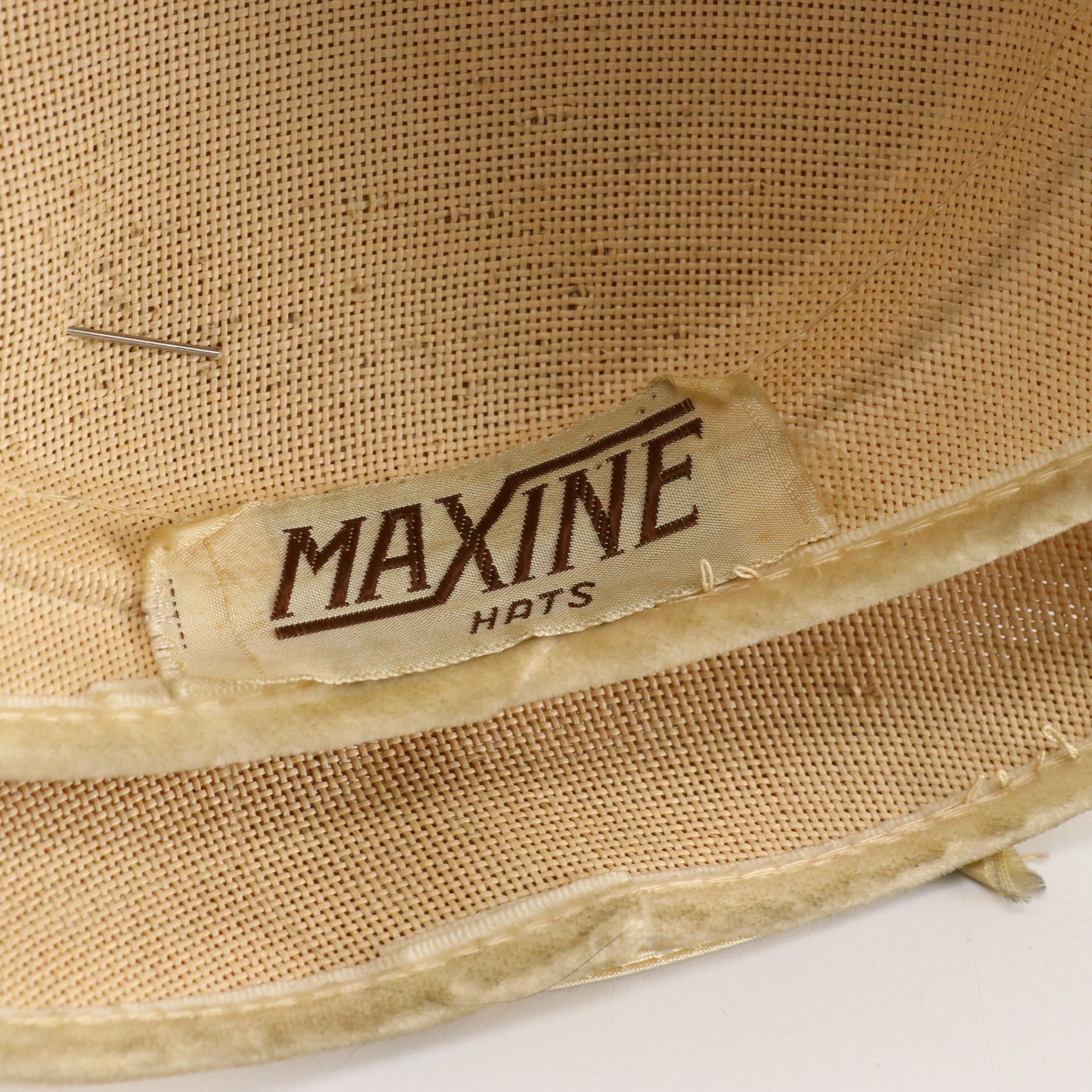 Vintage Jan Leslie Pom-Pom Hat and Other Disc Hats with Peony Floral Hat Box